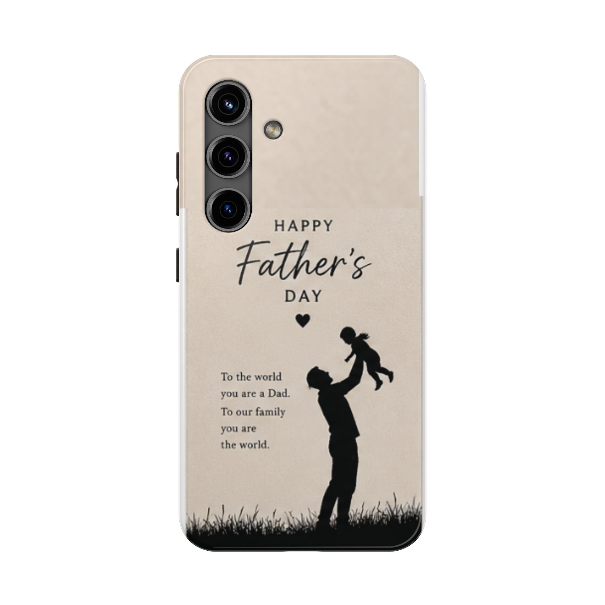 Father's Day Tough Phone Case — "Happy Father's Day" Silhouette Dad & Child Protective Cover