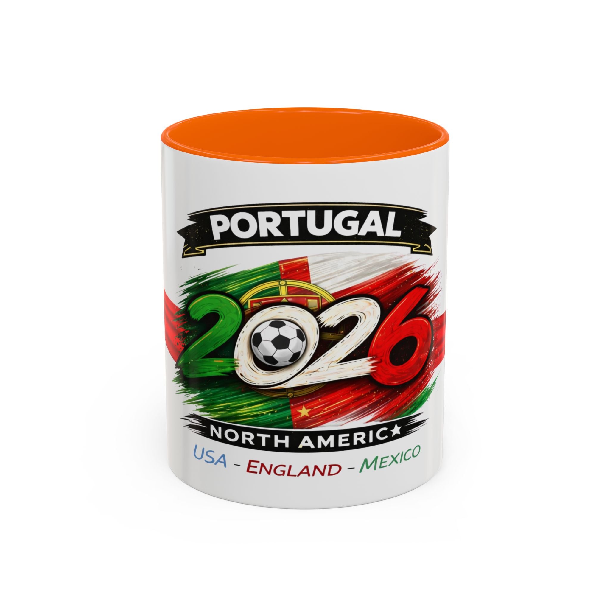 Portugal 2026 Soccer Cup Accent Coffee Mug — USA England Mexico Host Nations