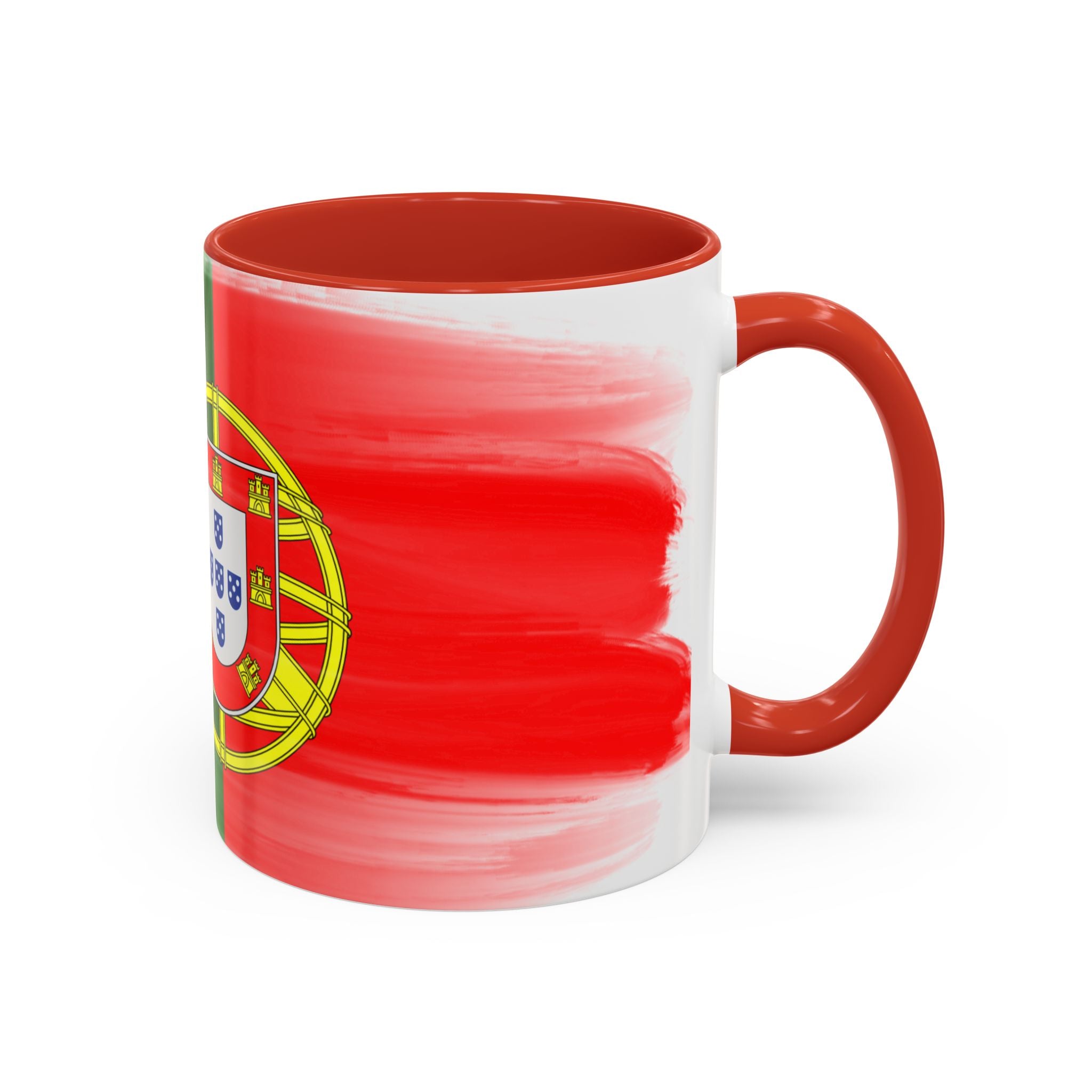 Portugal Flag Accent Coffee Mug — Painted Portuguese Crest Design (11/15oz)