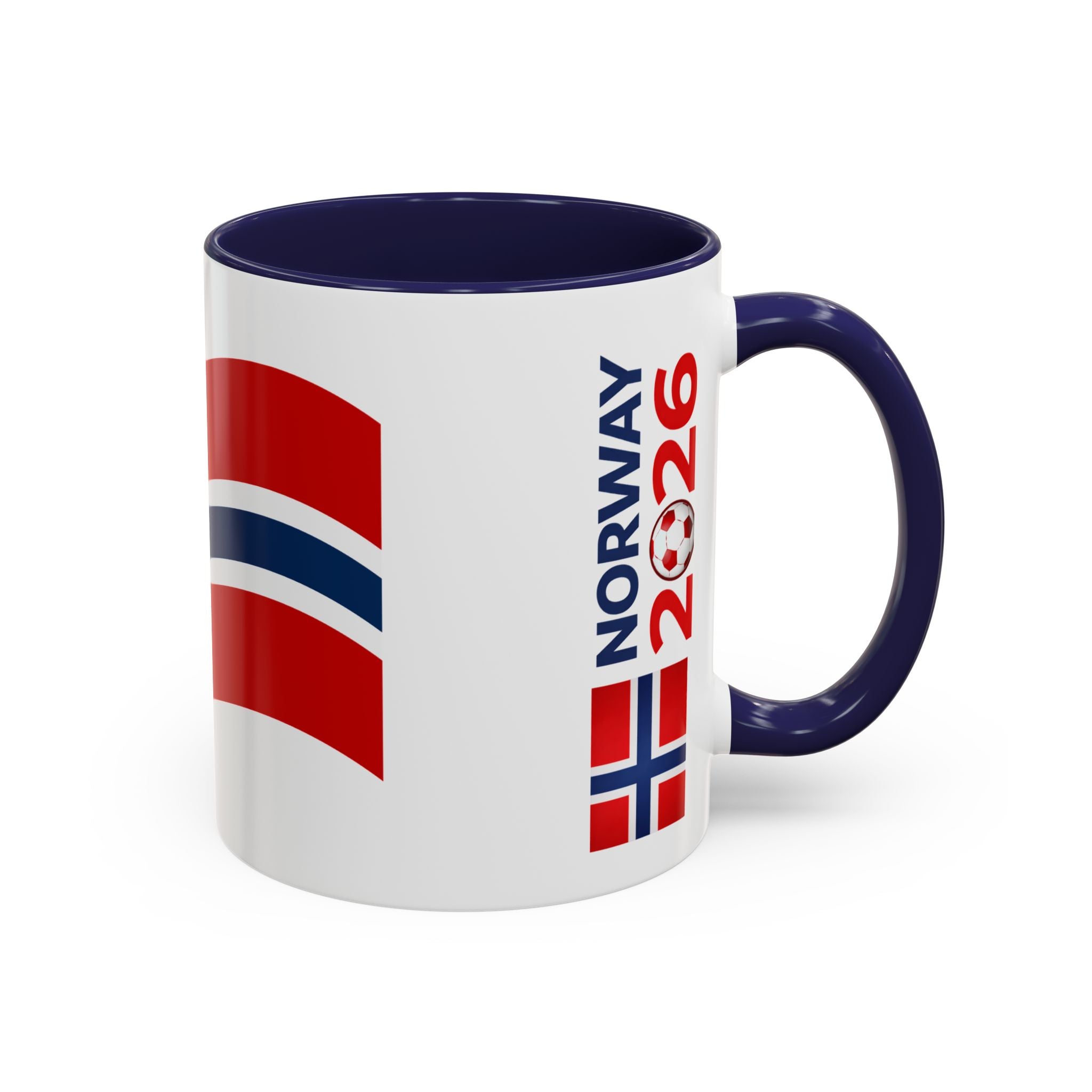 Norway Flag Accent Coffee Mug – Norway 2026 Soccer Fan Ceramic Mug (11/15oz)