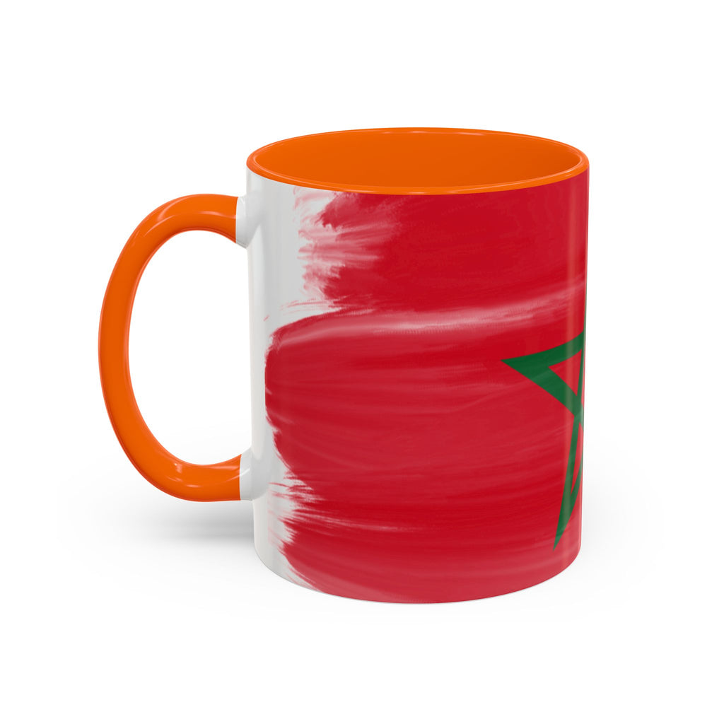 Morocco Flag Accent Coffee Mug — Red & Green Moroccan Star Design (11/15oz)