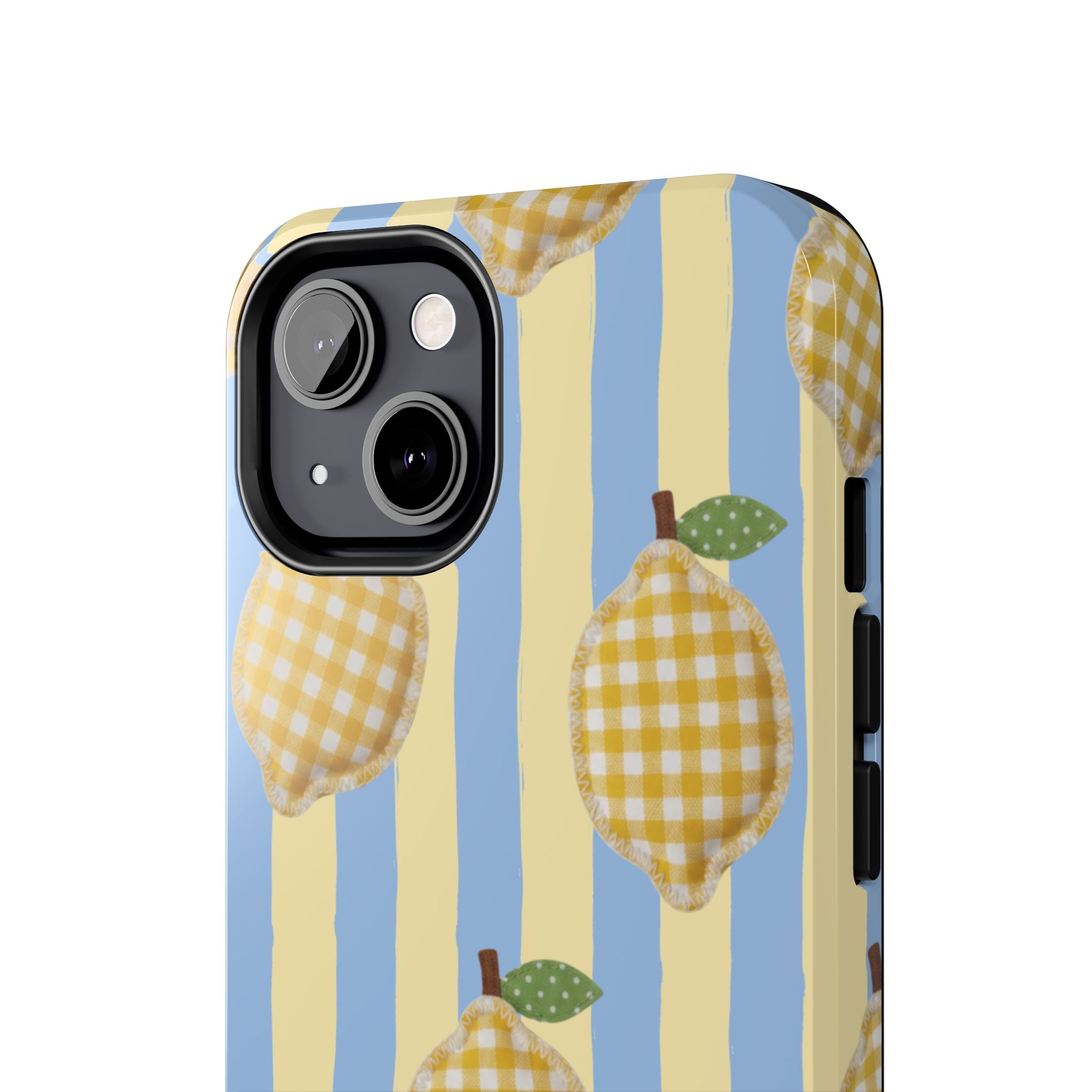 Tough Phone Case — Blue & Yellow Gingham Lemon Design