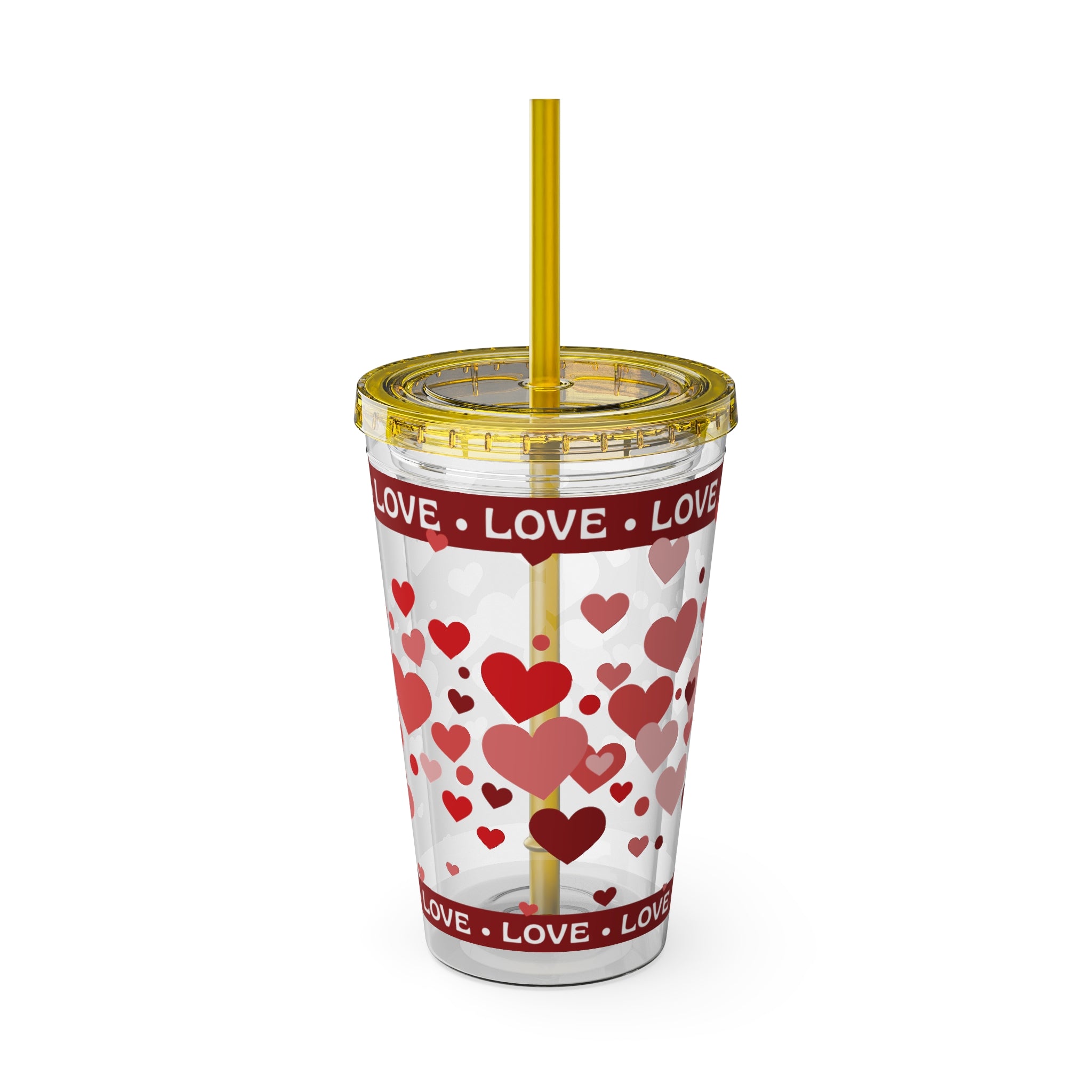 love Inspirational Work Vibes Tumbler — 16oz Sunsplash Tumbler with Straw