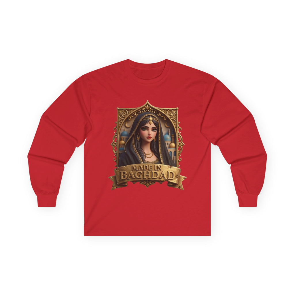 Baghdad Maiden Long Sleeve Tee — Vintage Middle Eastern Portrait Graphic