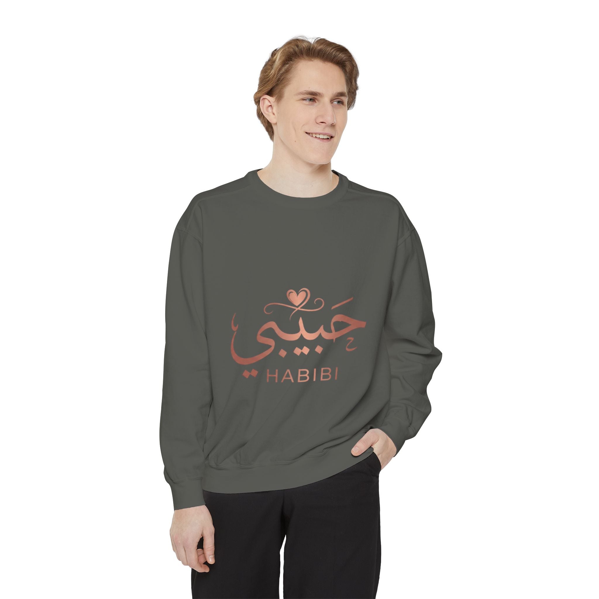 Habibi Sweatshirt — Arabic 'حبيبي' Rose Gold Graphic Crewneck