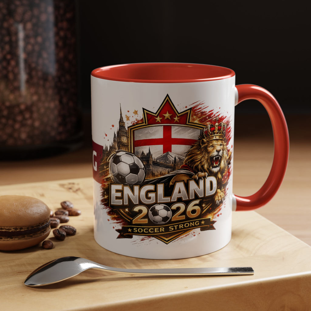 England 2026 Soccer Cup Accent Coffee Mug (11, 15oz)