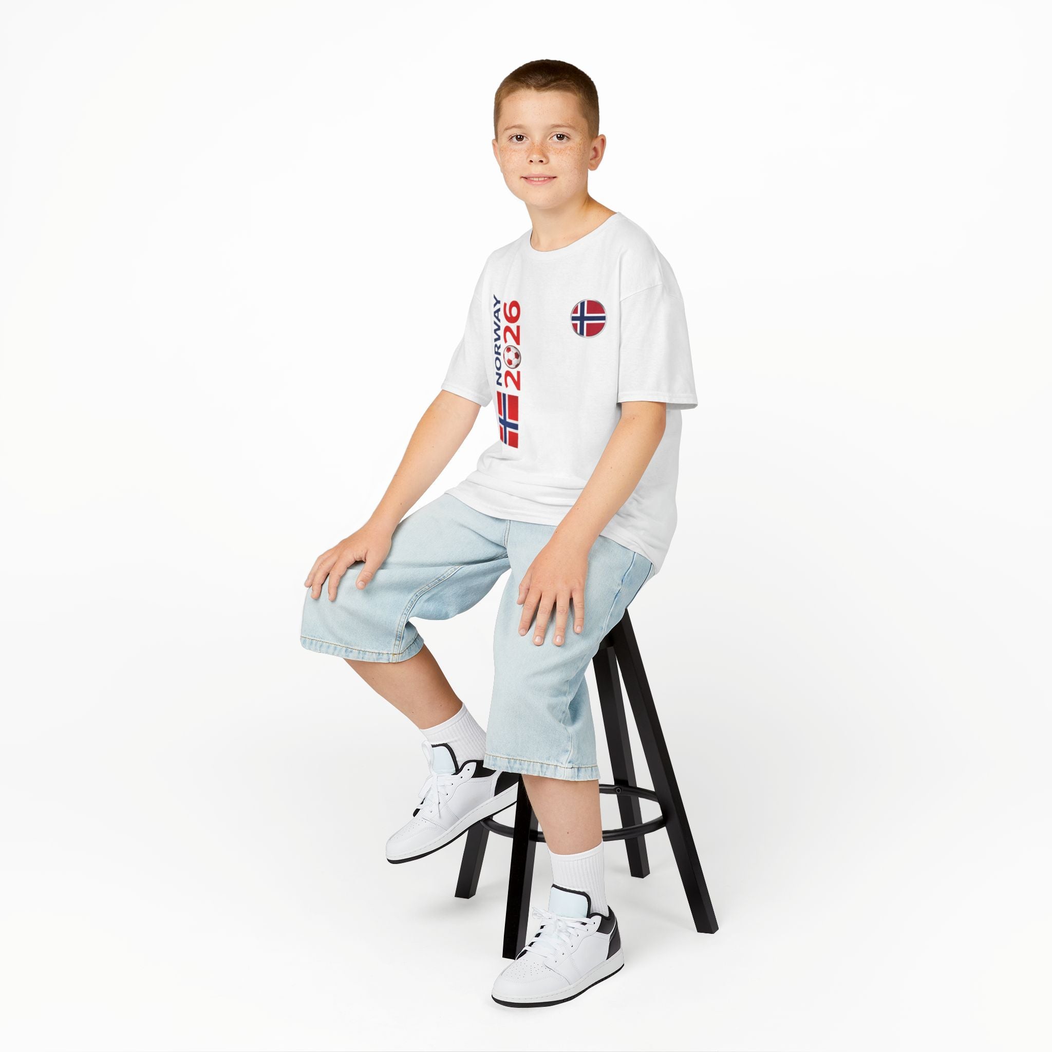 Norway 2026 Kids T-Shirt — Norwegian Flag Football Supporter Tee