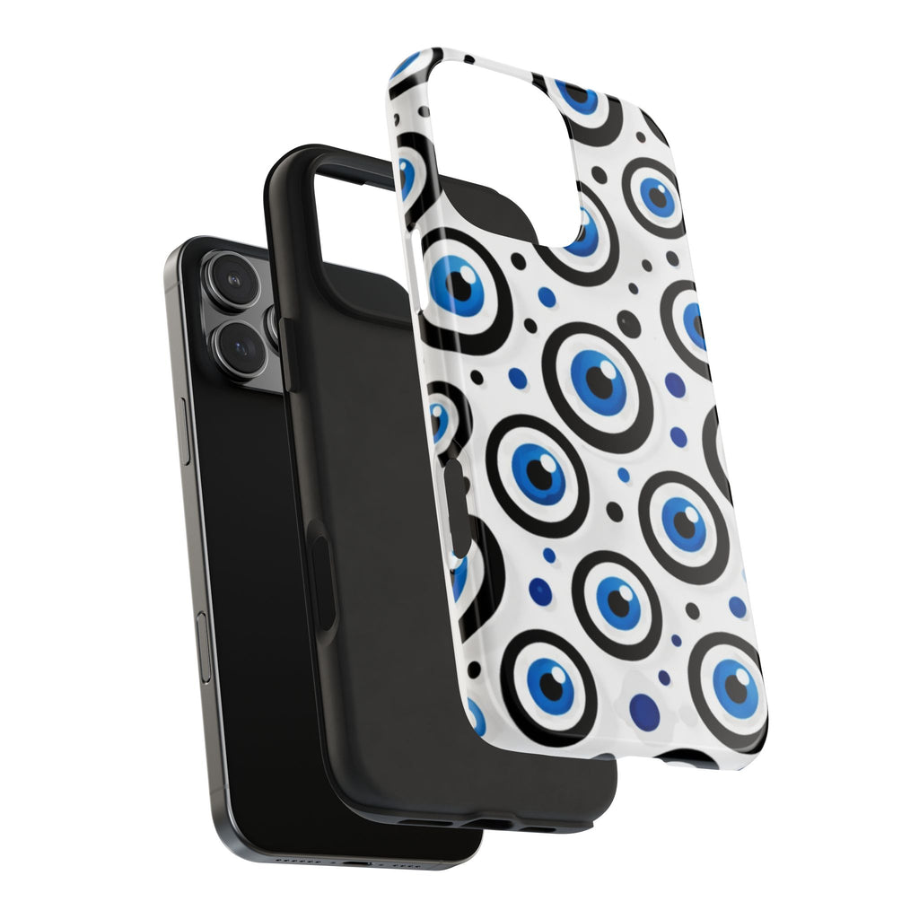 Blue Evil Eye Pattern Tough Phone Case — Protective Ceramic Nazar Design