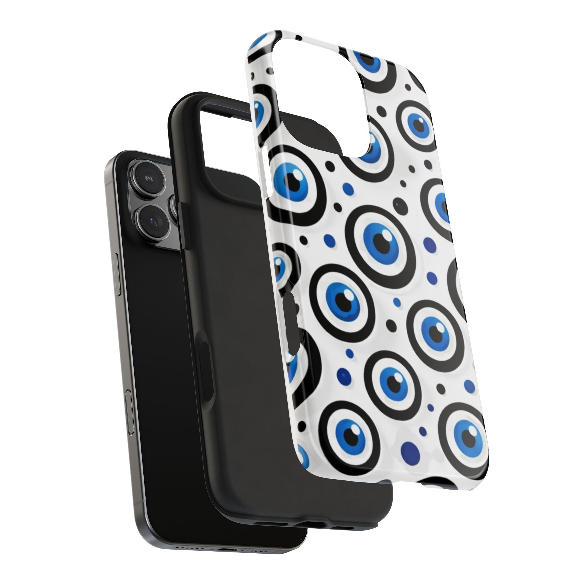 Blue Evil Eye Pattern Tough Phone Case — Protective Ceramic Nazar Design