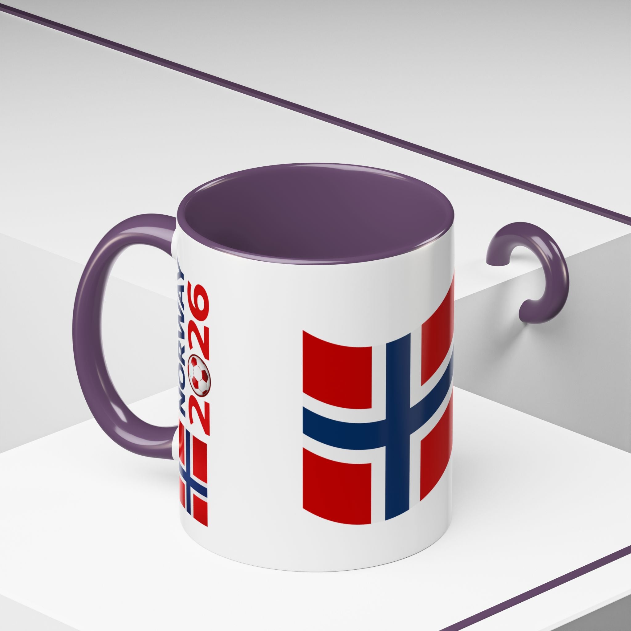 Norway Flag Accent Coffee Mug – Norway 2026 Soccer Fan Ceramic Mug (11/15oz)