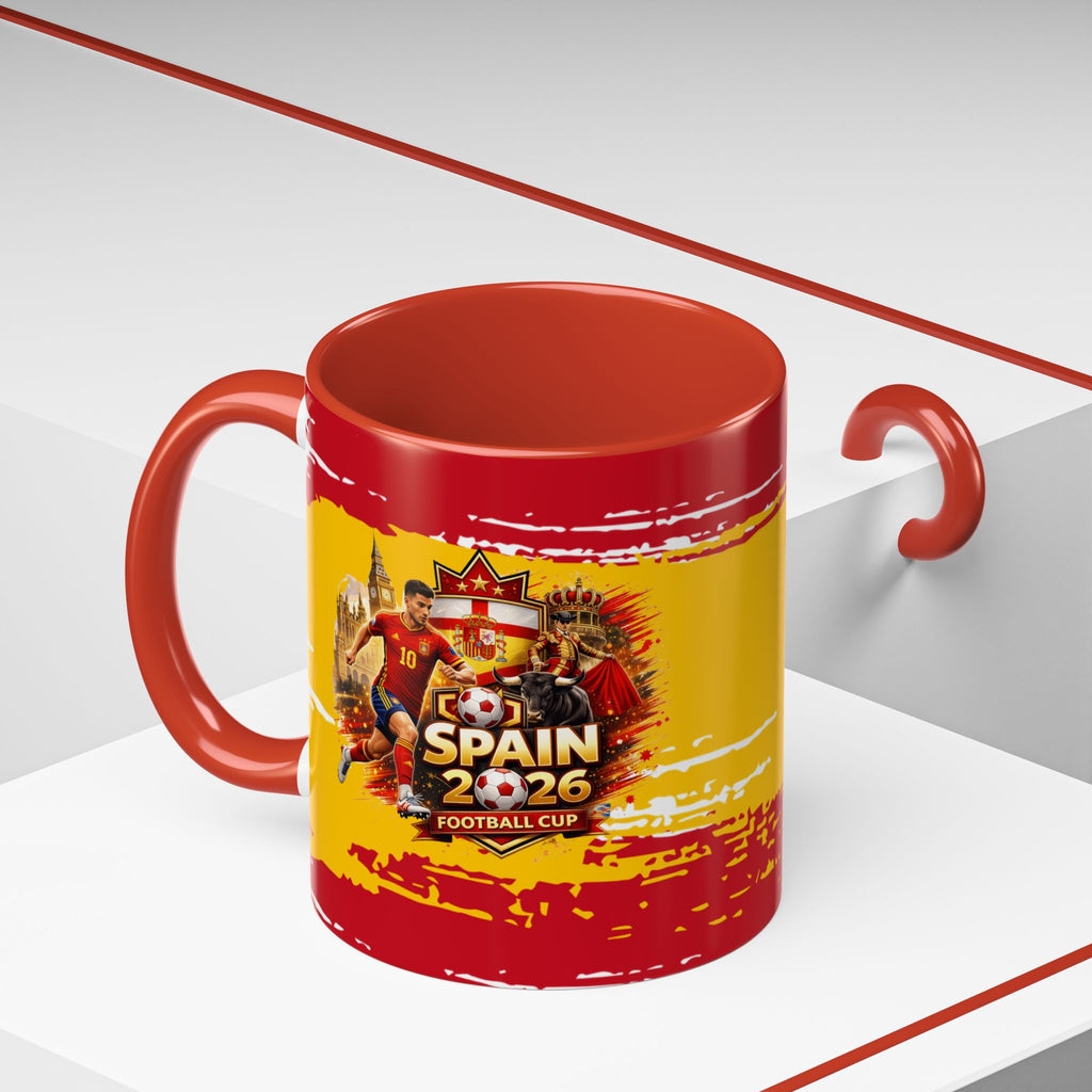 Spanish Flag Accent Coffee Mug – Bold Red & Gold Brushstroke Ceramic Mug
