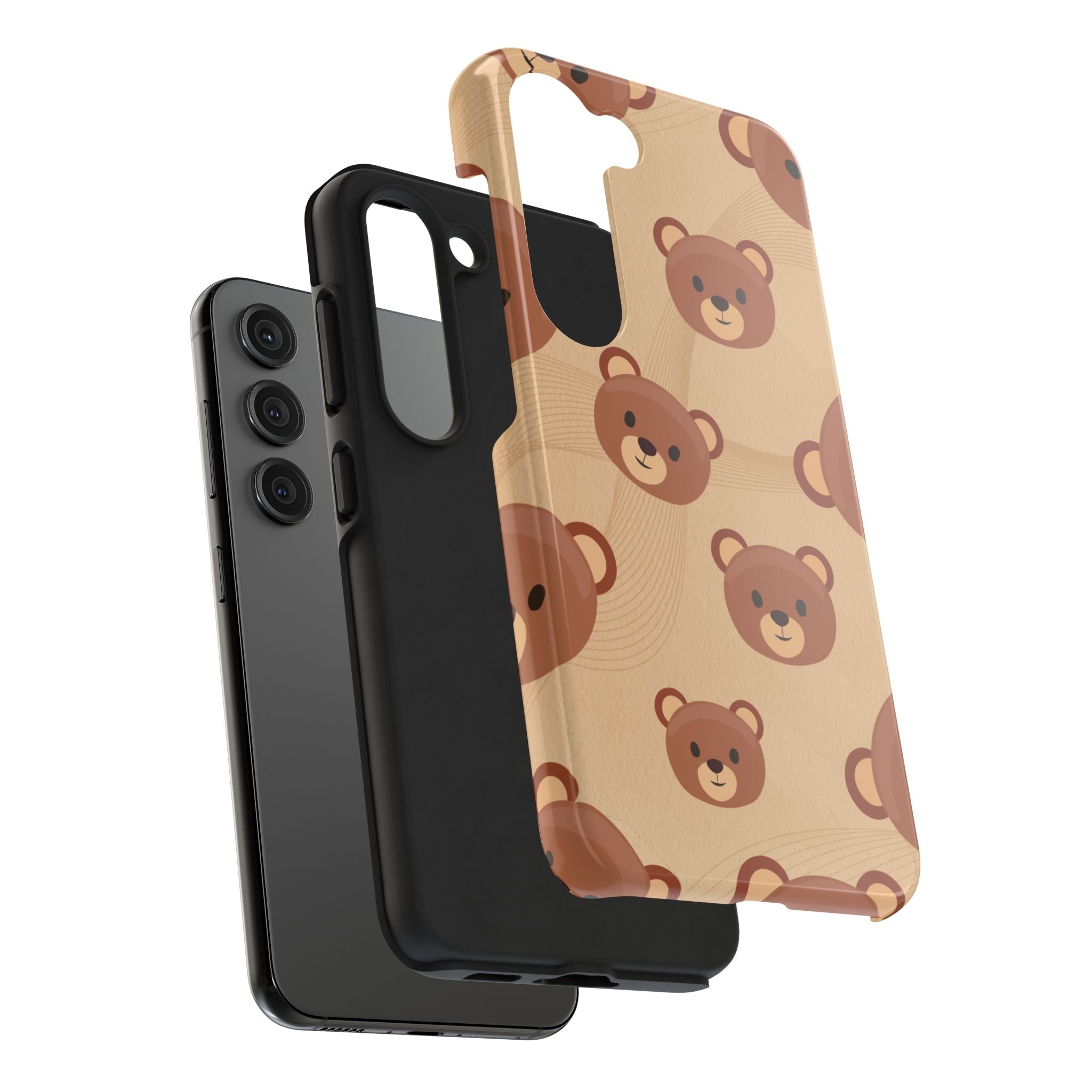 Bear Pattern Tough Phone Case — Cute Brown Bear Protective Phone Cover