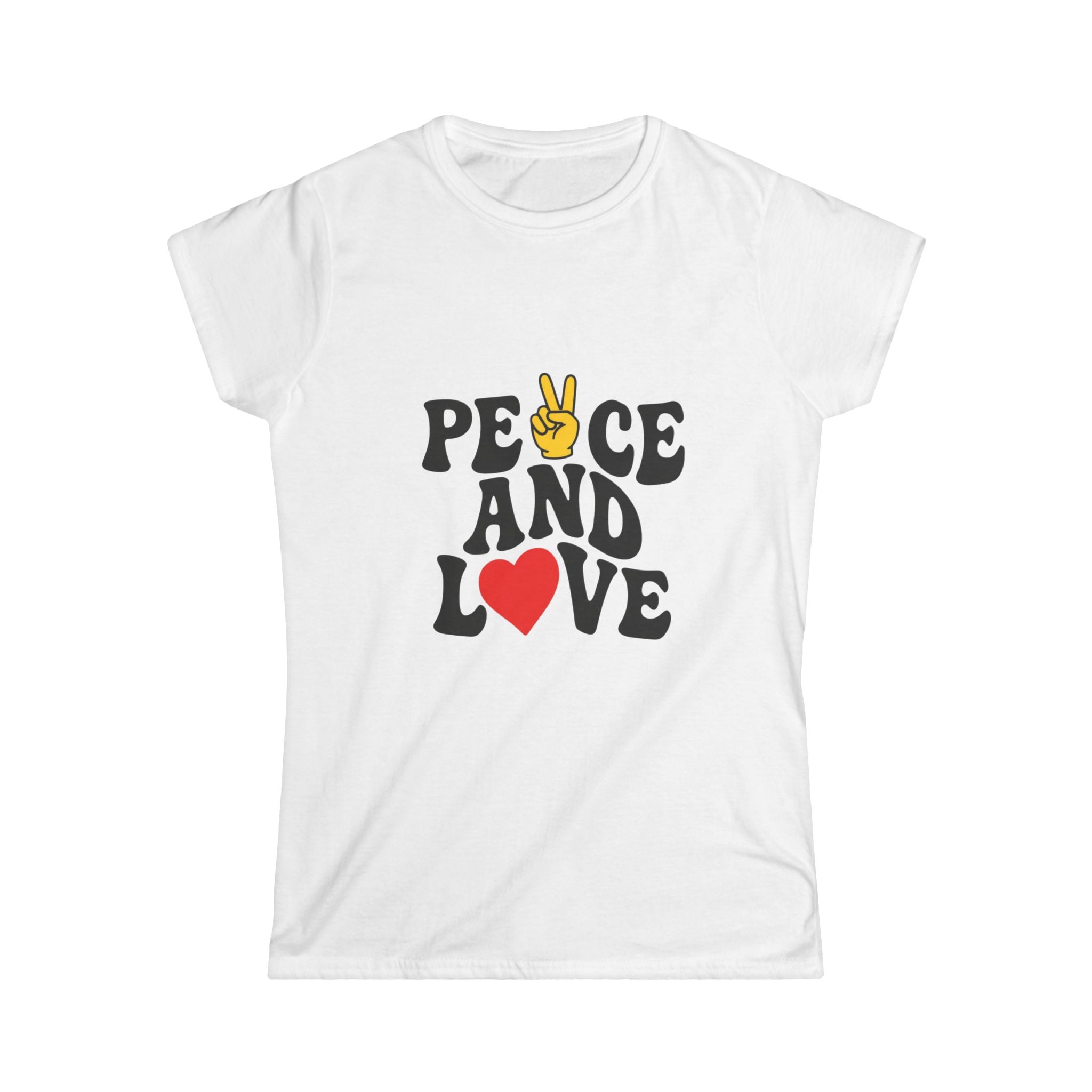 Peace and Love Women's Tee — Retro Heart & Peace Sign Graphic