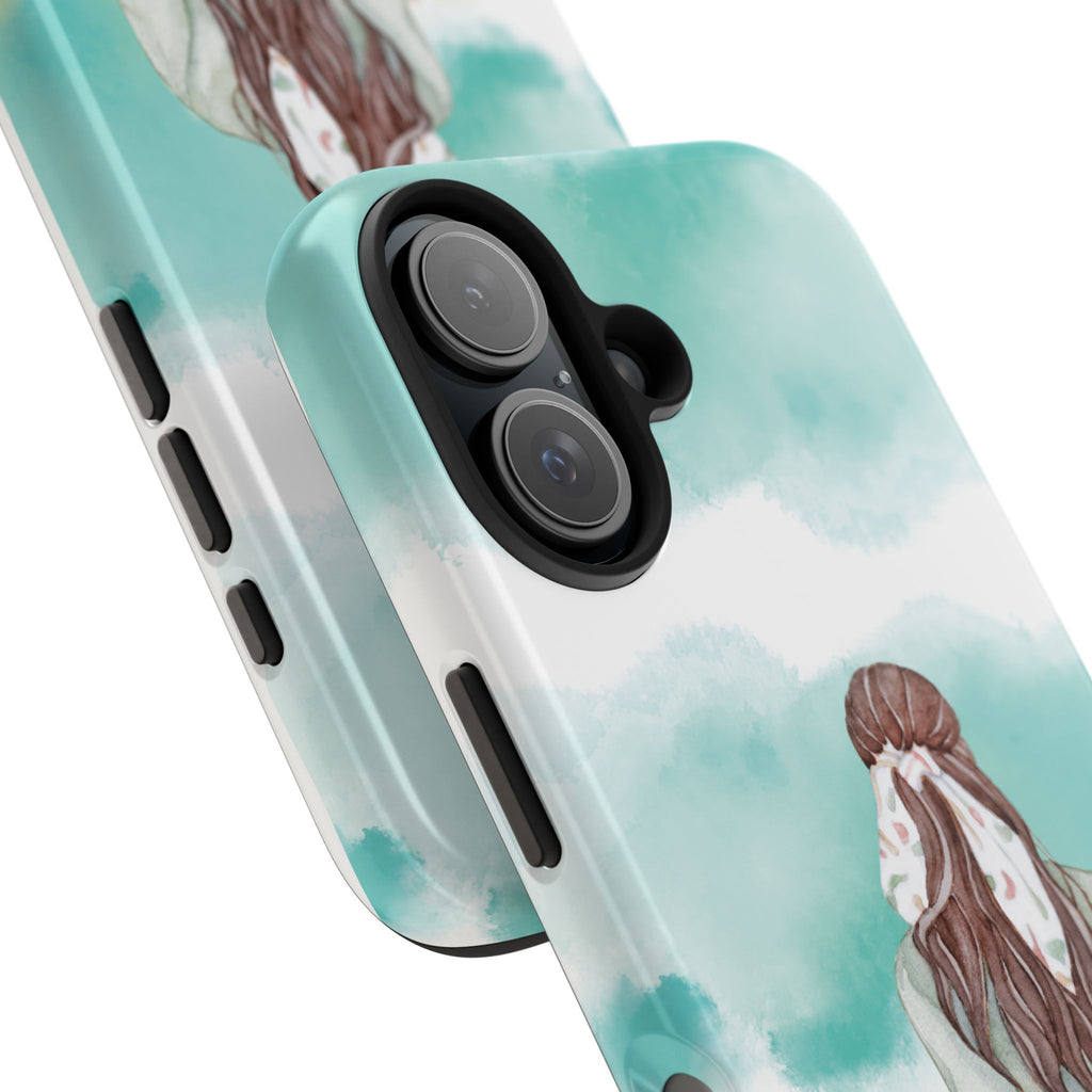 Watercolor Girl Tough Phone Case — Trendy Pastel Back-to-School Protective Cover