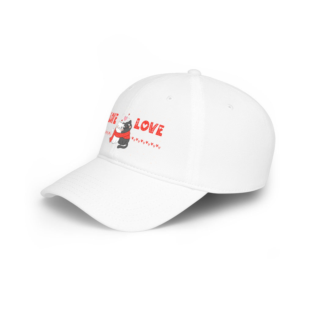Love Cats Low Profile Baseball Cap — Cute Cat Hug Valentine Hat