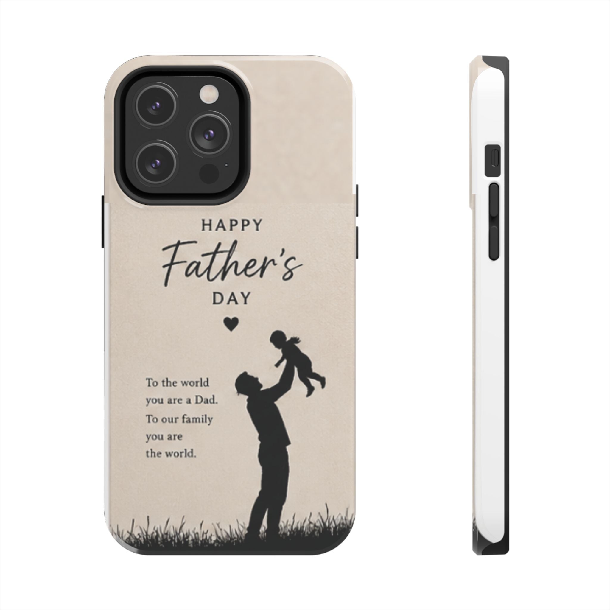 Father's Day Tough Phone Case — "Happy Father's Day" Silhouette Dad & Child Protective Cover