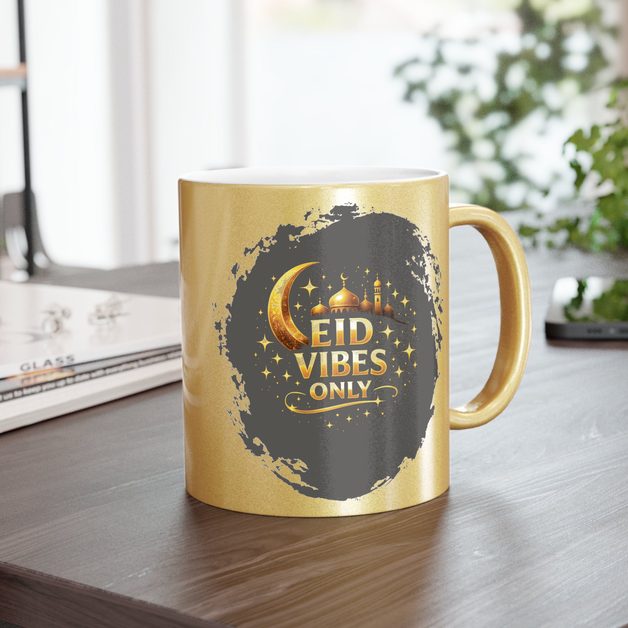 Eid Vibes Metallic Mug — Gold/Silver Ramadan Celebration Coffee Cup