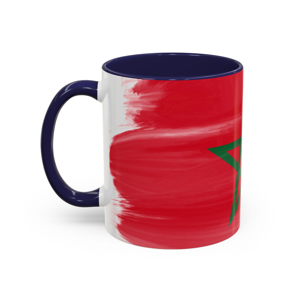 Morocco Flag Accent Coffee Mug — Red & Green Moroccan Star Design (11/15oz)