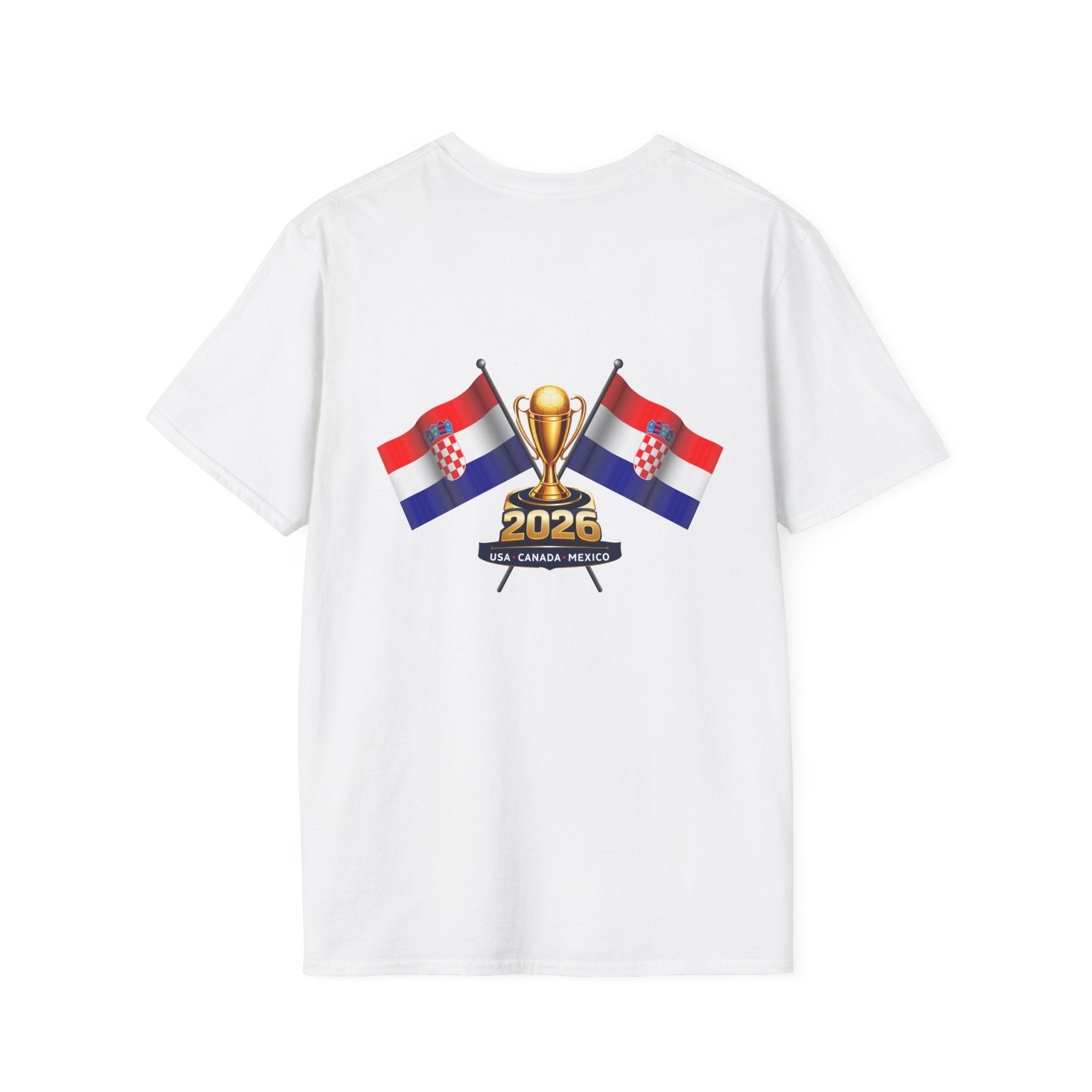 Croatia 2026 Soccer T-Shirt — Cup Fans Tee with Flags & Trophy