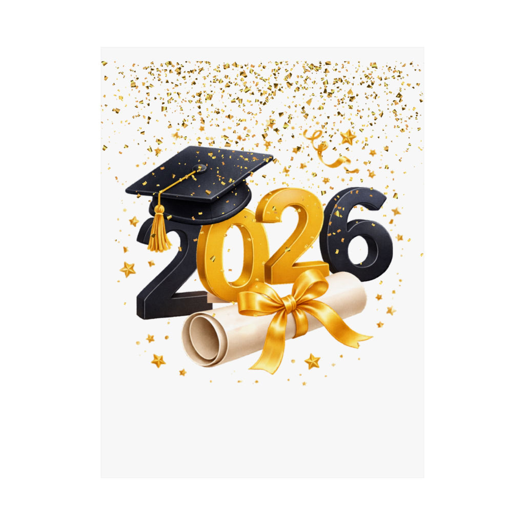 2026 Graduation Poster — Matte Vertical Graduation Wall Art with Cap & Diploma