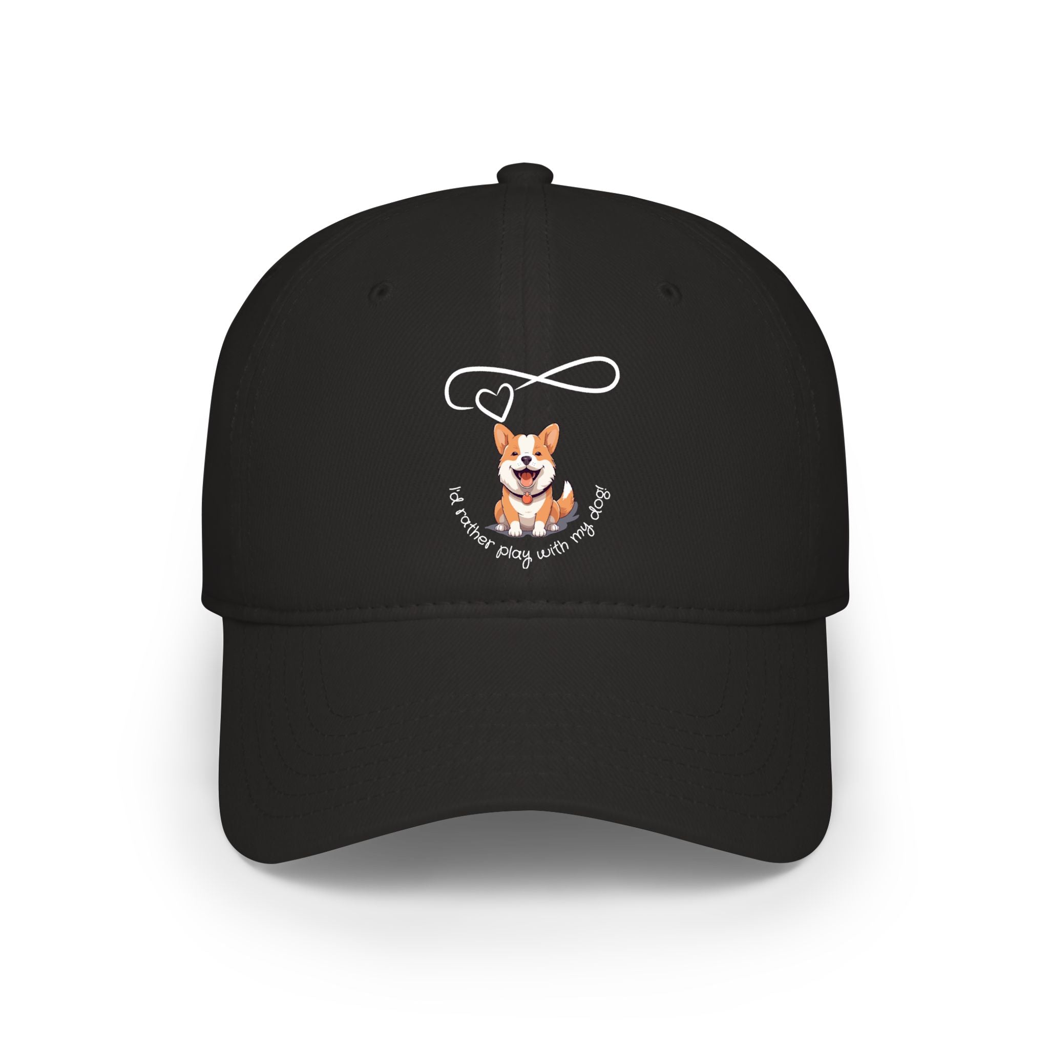 Corgi Pawprints Low Profile Baseball Cap — "My Rescue Dog Has My Heart" Red Cap
