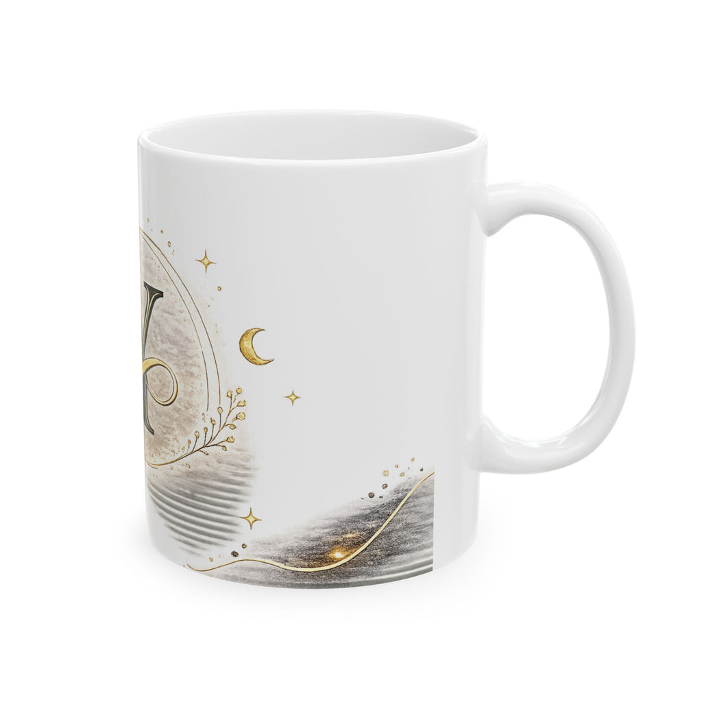 Monogram Y Ceramic Mug — Elegant Gold Initial Coffee Cup