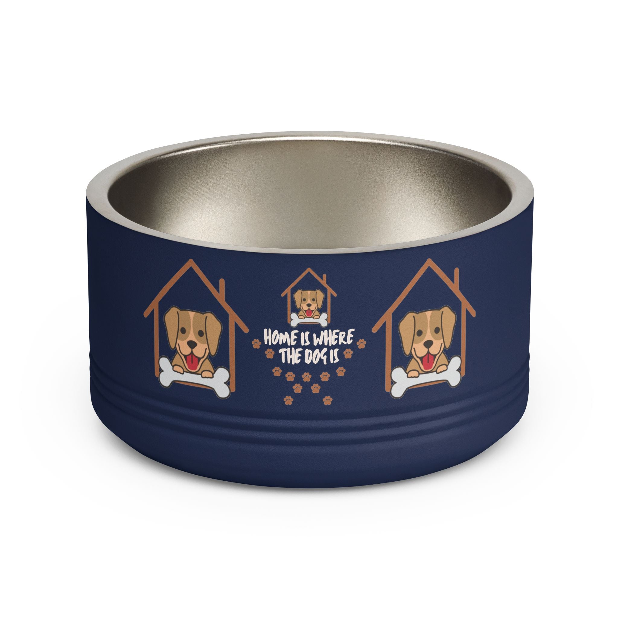 Dog Bowl — "Home Is Where The Dog Is" 18oz Stainless Pet Bowl