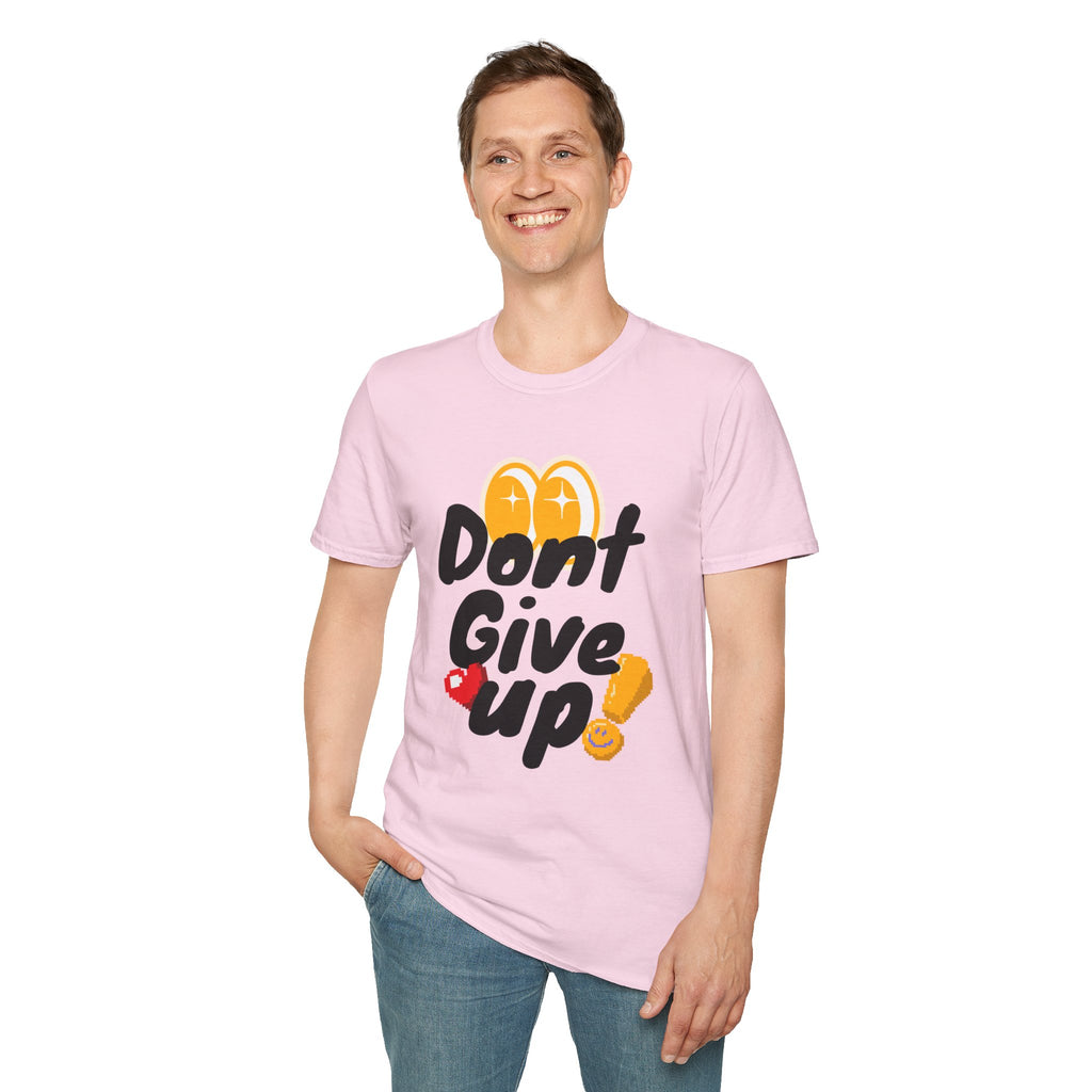 Don't Give Up T-Shirt — Motivational Graphic Tee with Positive Icons