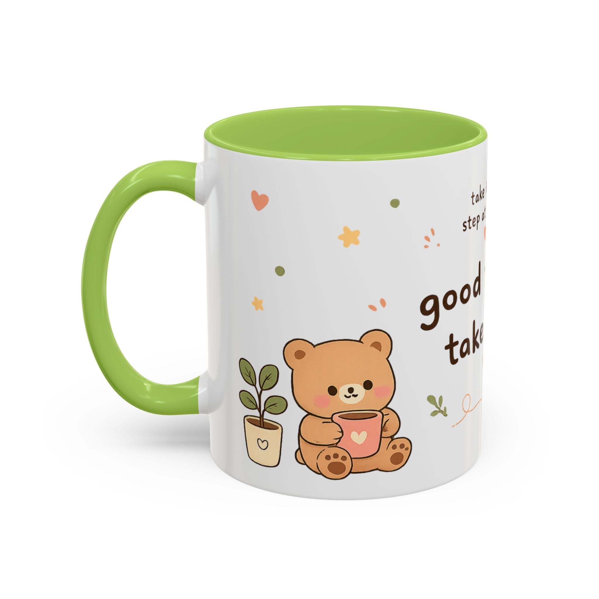 Inspirational Accent Coffee Mug — "Good Things Take Time" Motivational Ceramic Mug