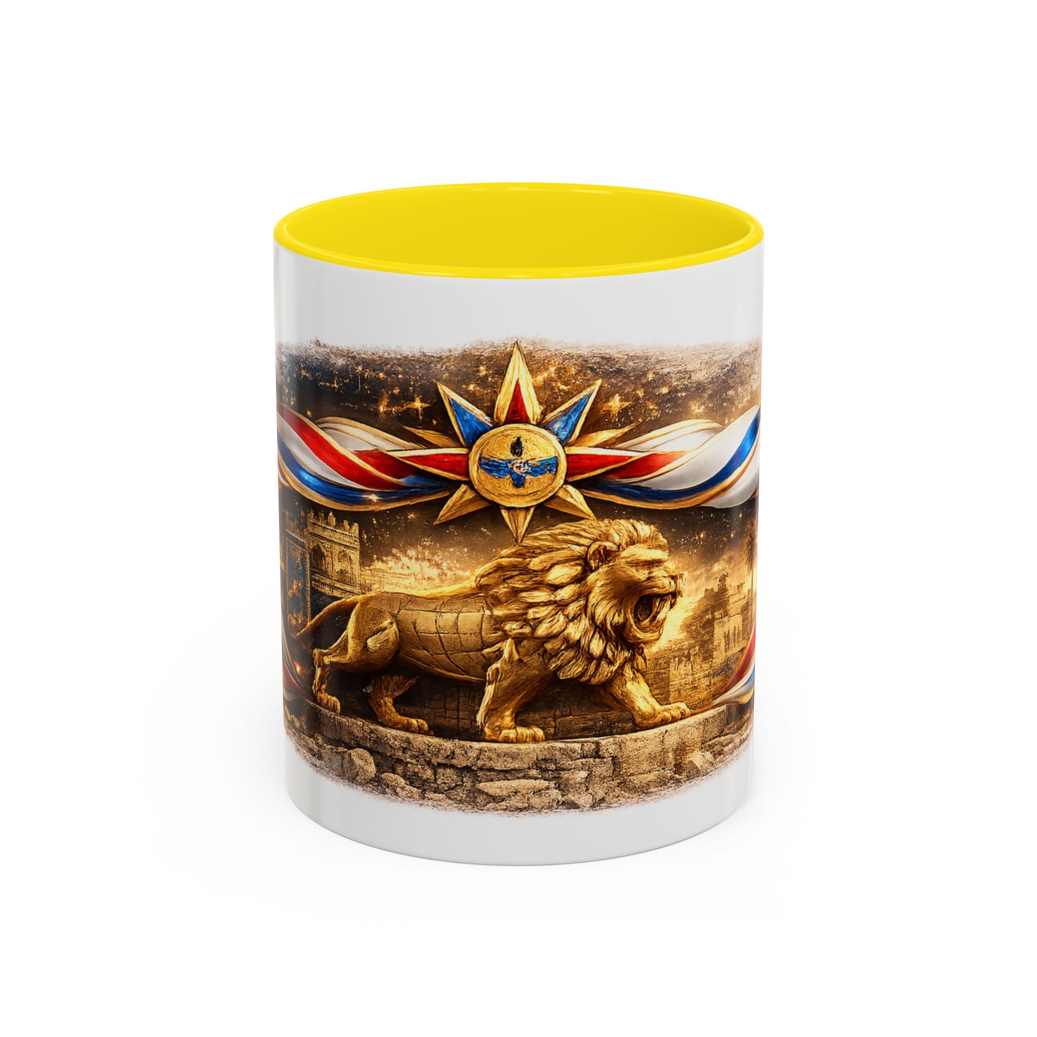 Golden Lion Emblem Accent Coffee Mug (11oz)