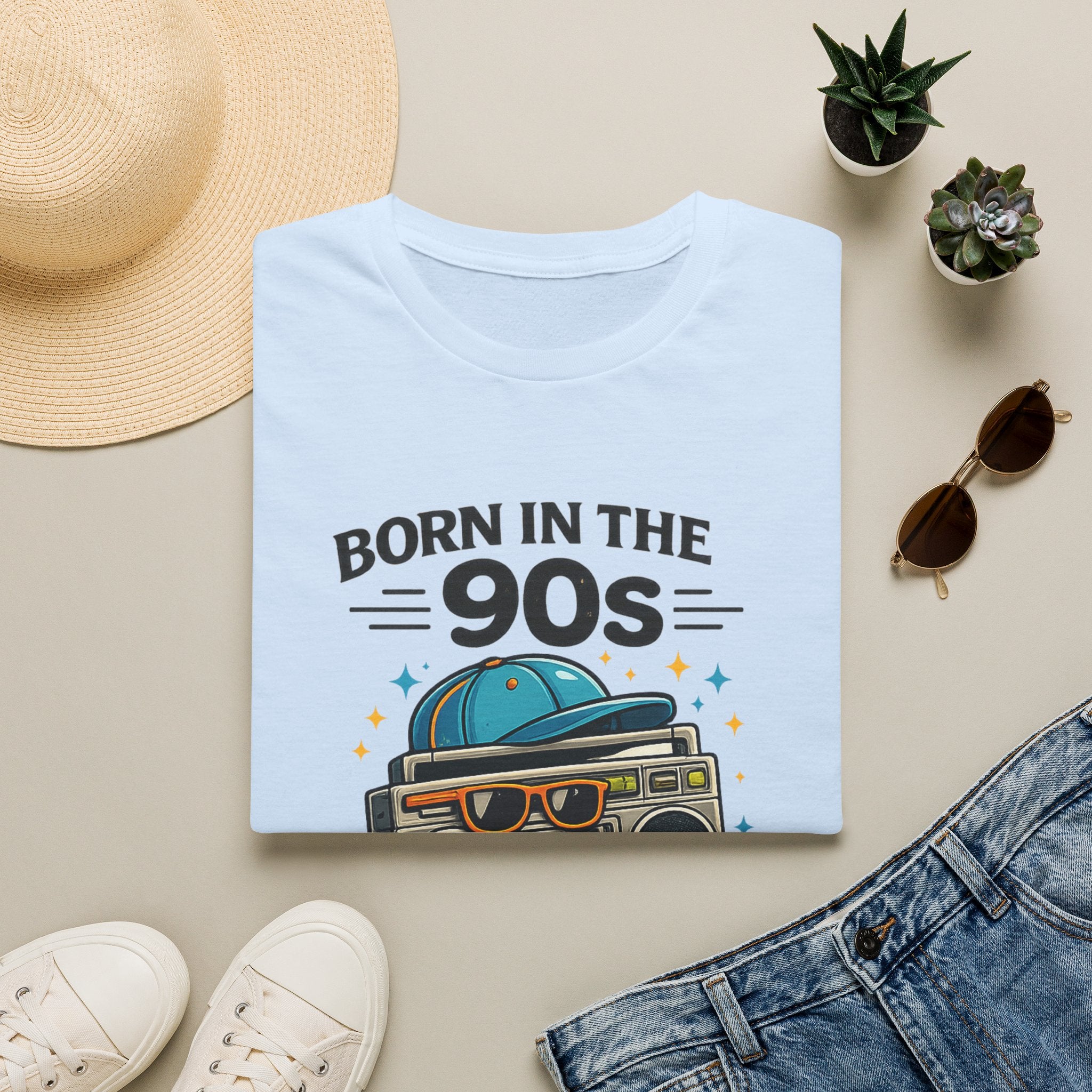 Born in the 90s T‑Shirt — Retro Boombox & Cap Vintage 90s Graphic Tee