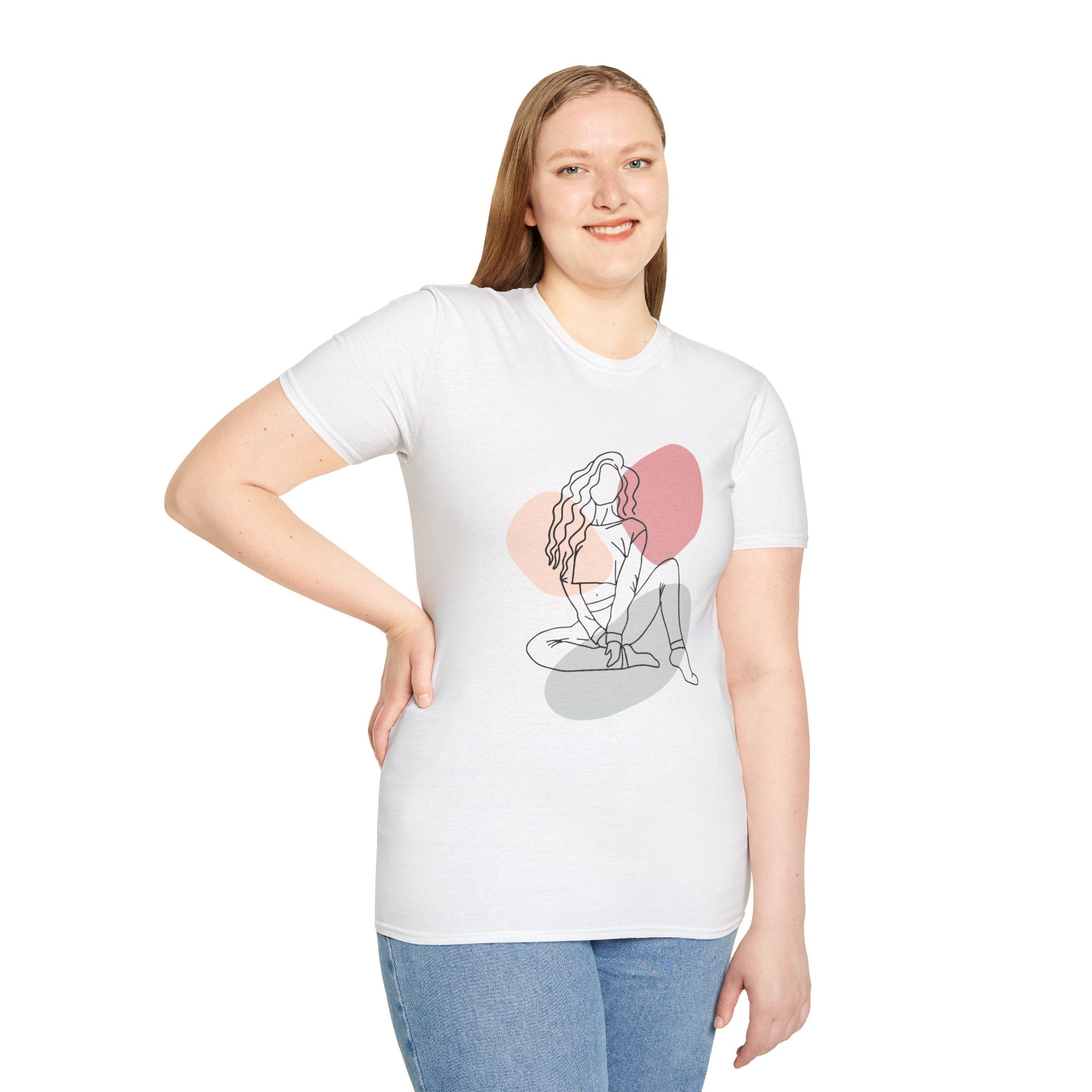 Abstract Line Art Woman T-Shirt — Minimalist Feminine Graphic Tee