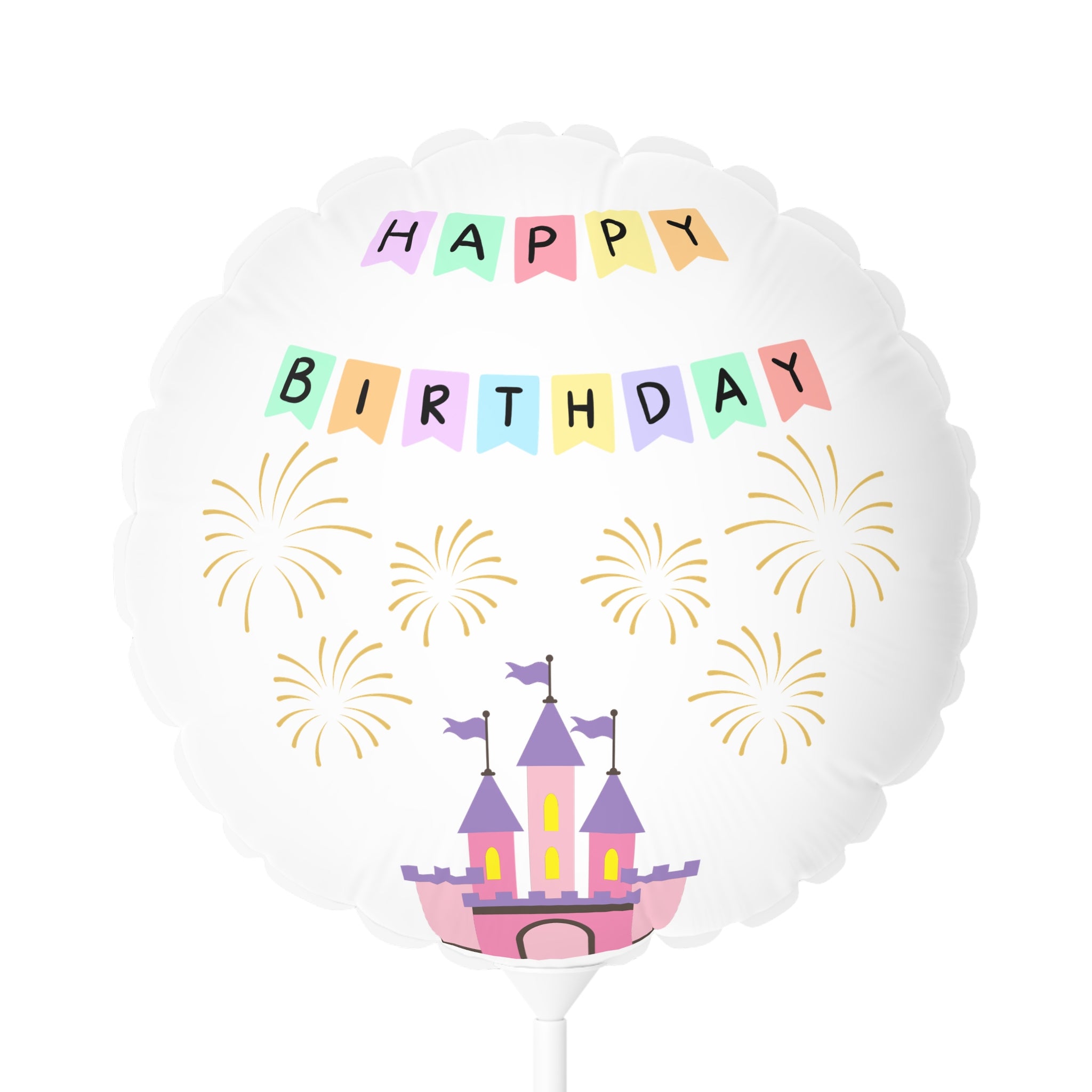 Happy Birthday Castle Balloon — 11" Round Heart-Shaped Party Balloon