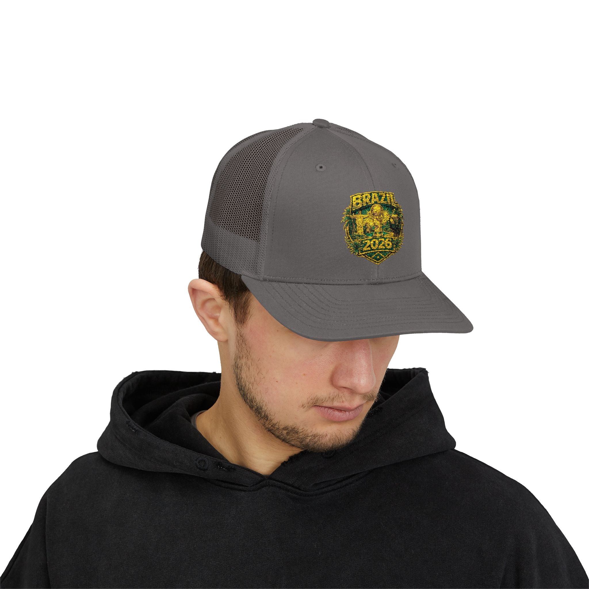 Brazil  Vintage Patch Trucker Cap — Rustic 2026 Crest Snapback