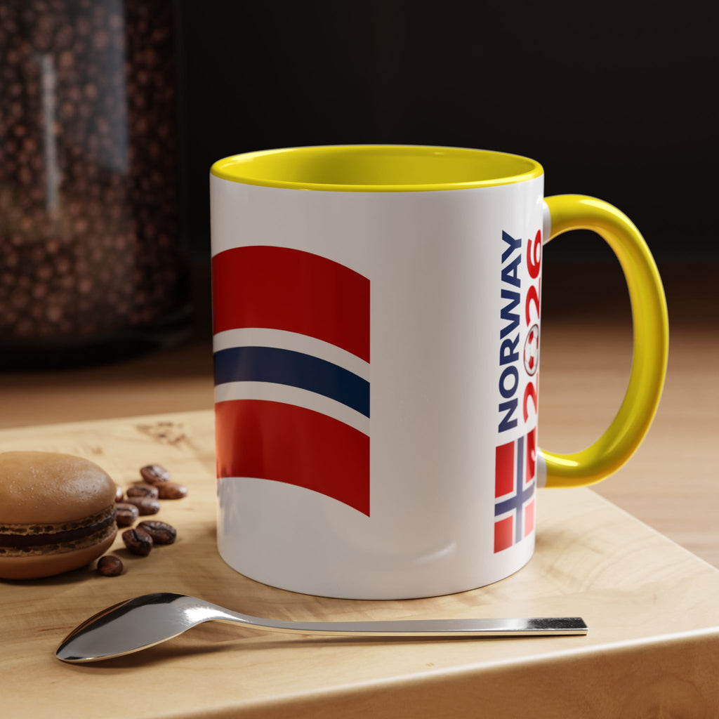Norway Flag Accent Coffee Mug – Norway 2026 Soccer Fan Ceramic Mug (11/15oz)
