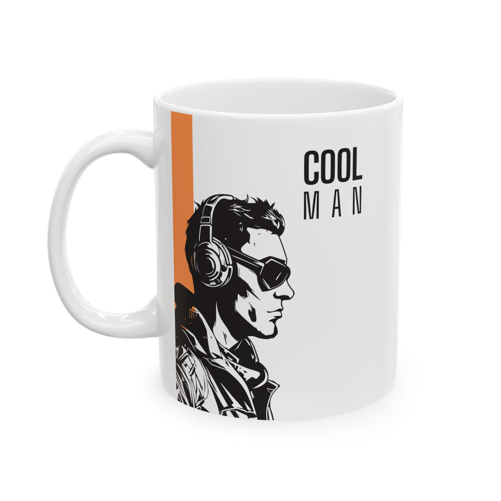 Cool Man Ceramic Mug — Retro Floral Portrait Coffee Cup (11oz/15oz)