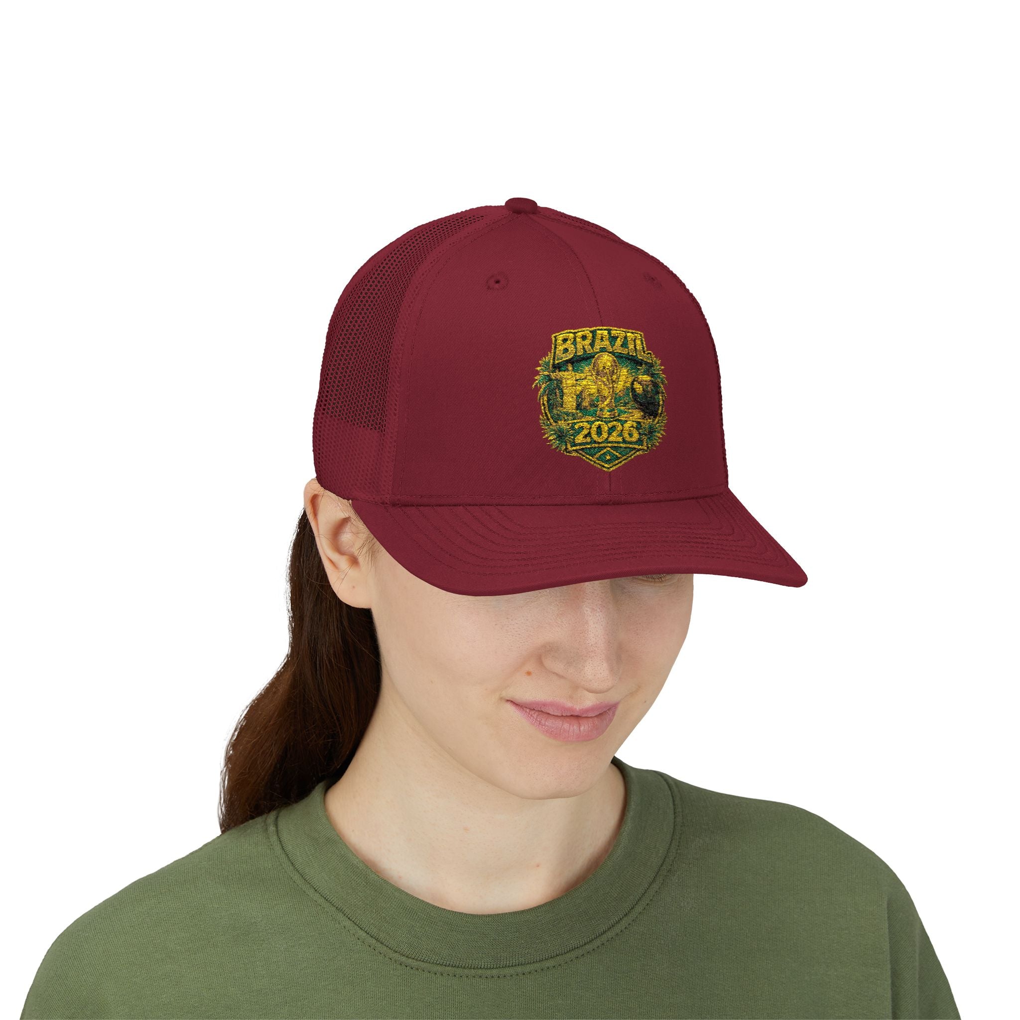 Brazil  Vintage Patch Trucker Cap — Rustic 2026 Crest Snapback