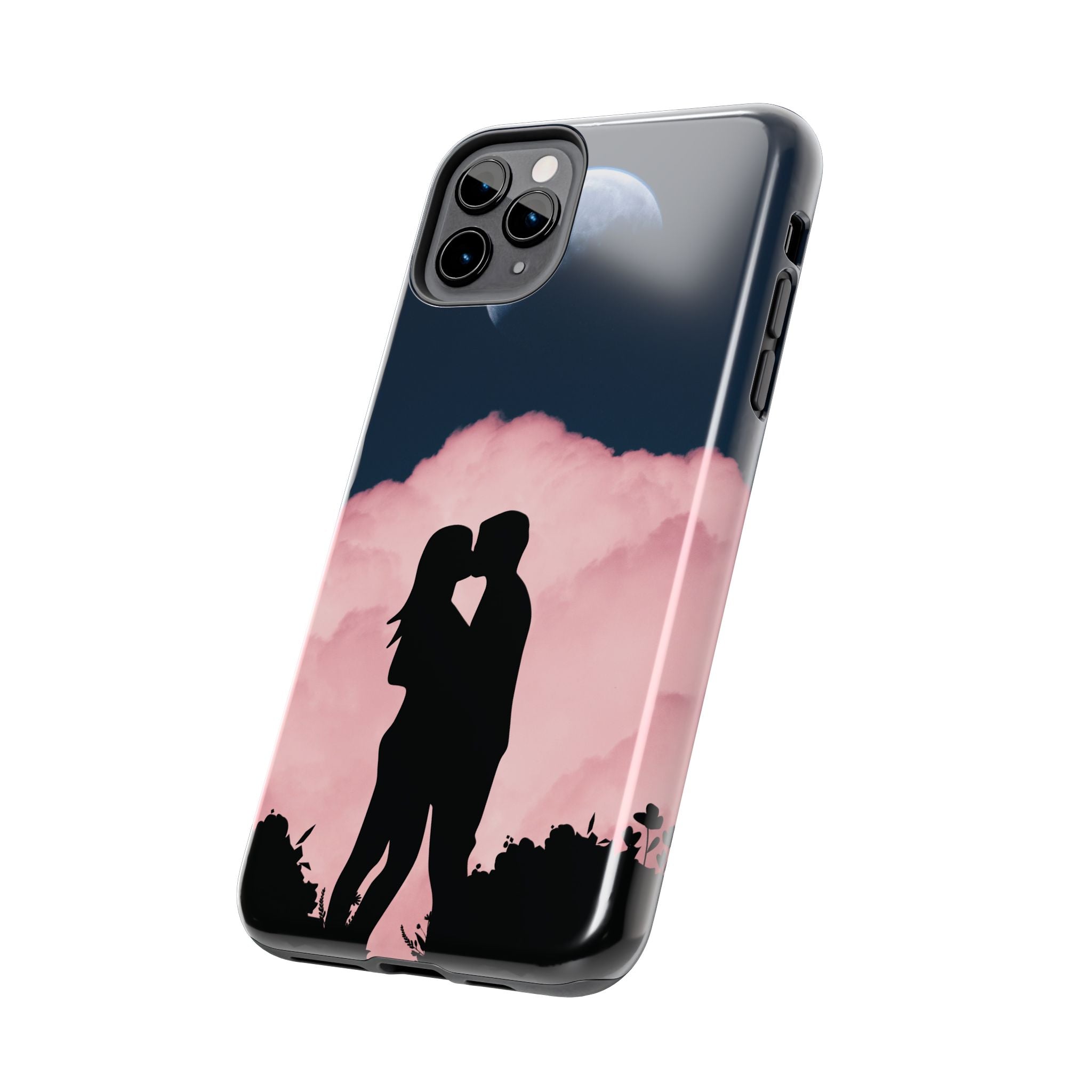 Tough Phone Case — Romantic Couple Silhouette with Moon & Pink Cloud