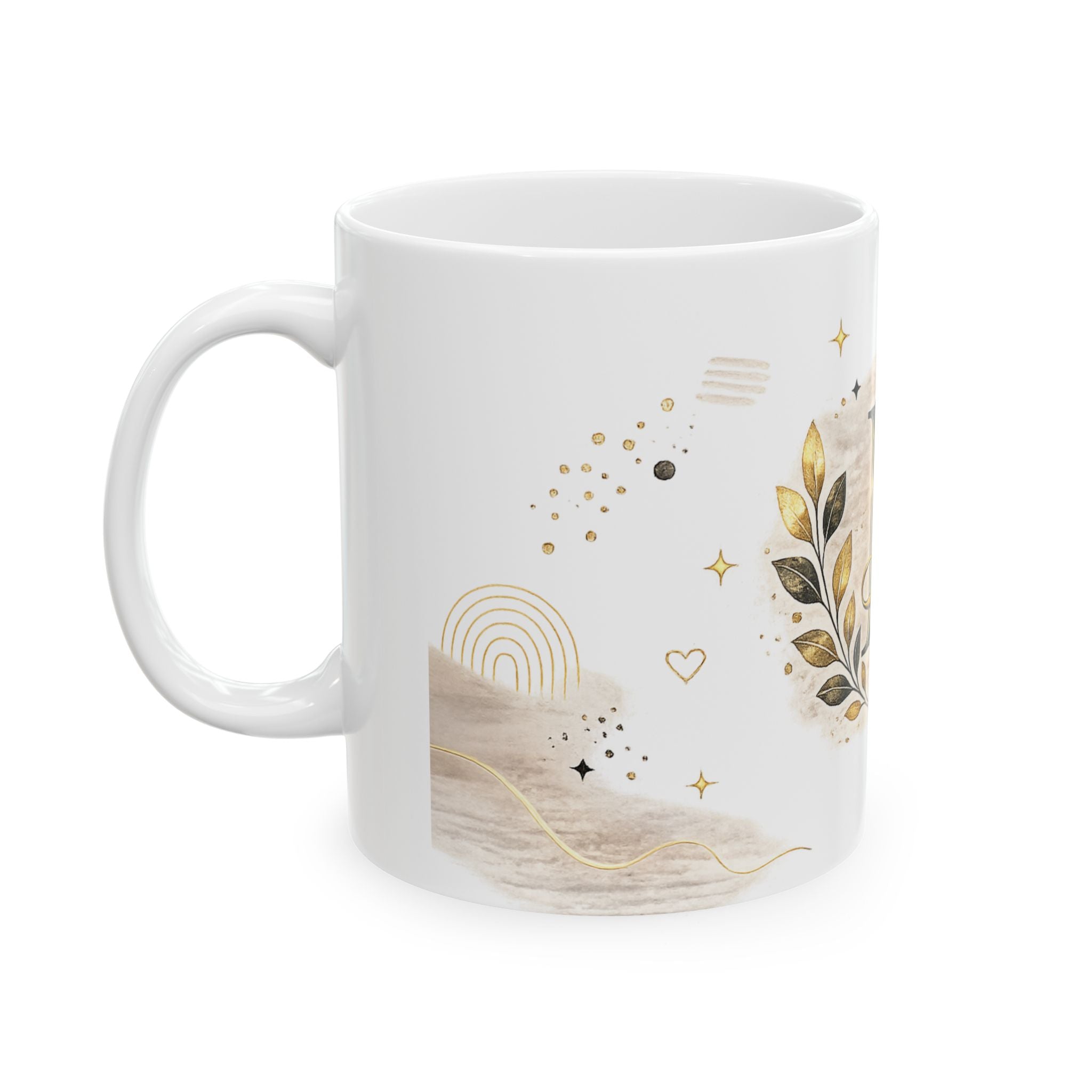 Monogram M Ceramic Coffee Mug – Elegant Gold Initial Mug
