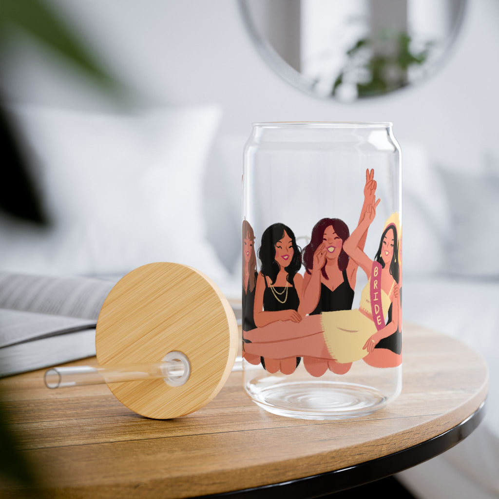 Bride Tribe 16oz Sipper Glass – Bachelorette Party Tumbler with Straw