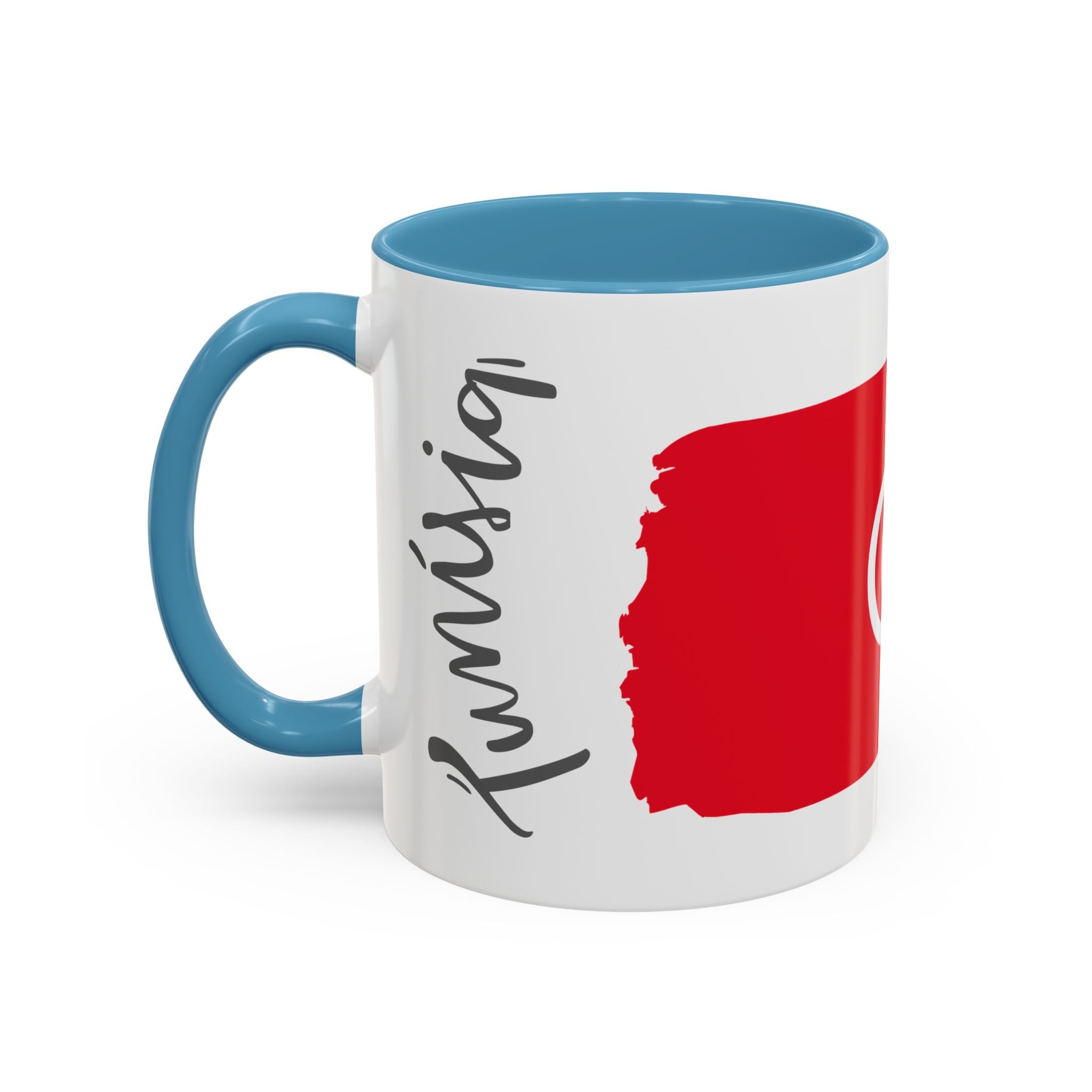 Tunisia Flag Accent Coffee Mug – Red Brushstroke Design (11/15oz)