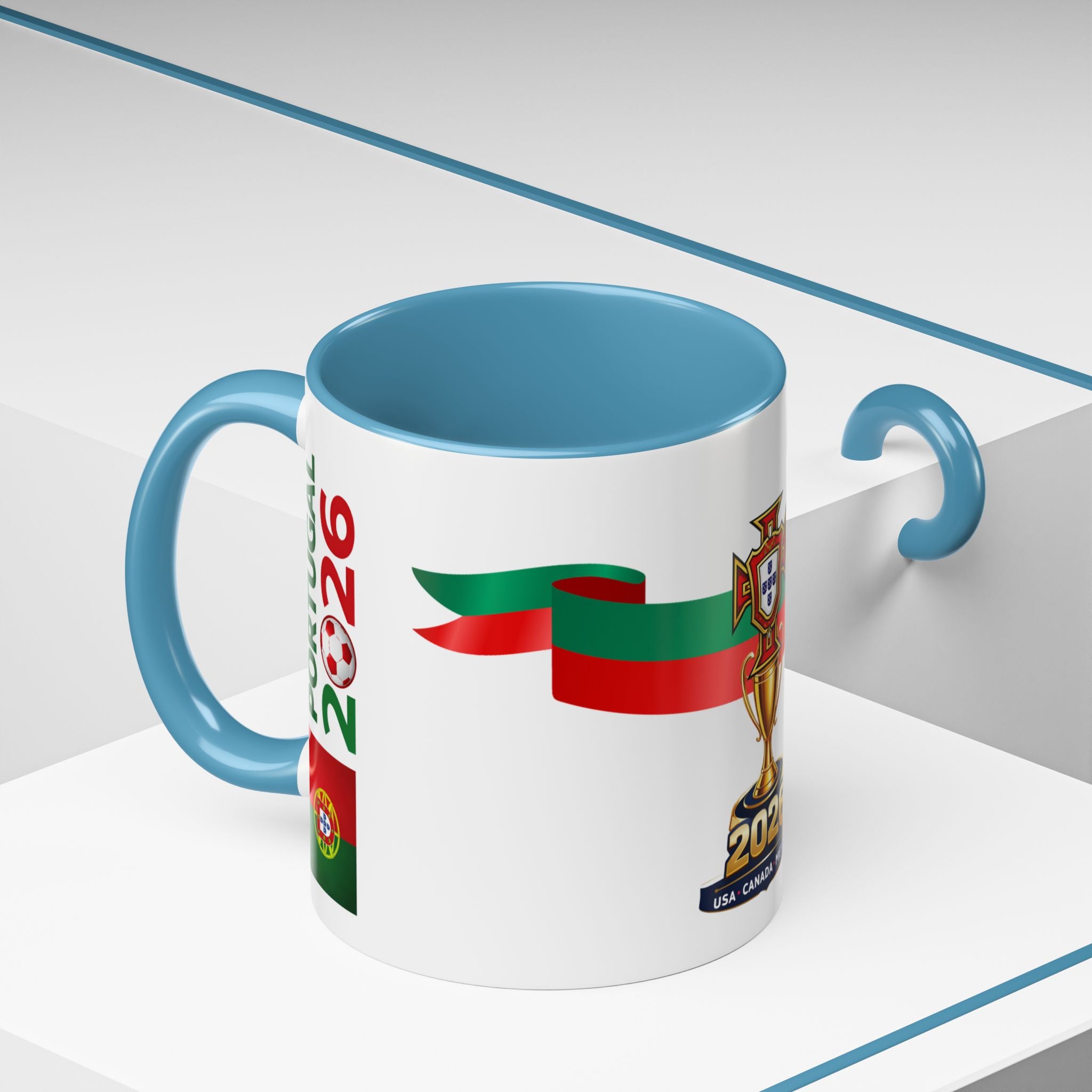 Portugal 2026 Soccer Cup Accent Coffee Mug – Portugal 2026 Trophy Design