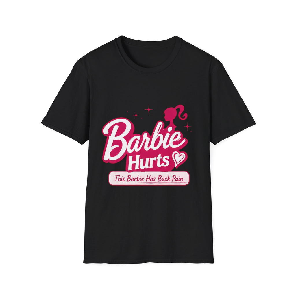 Barbie Hurts T-Shirt — 'This Barbie Has Back Pain' Funny Pink Graphic Tee