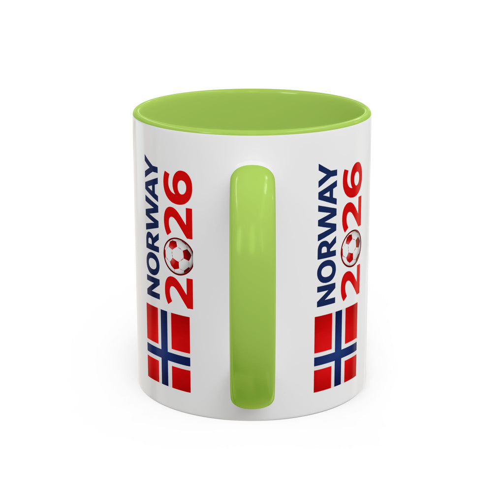 Norway Flag Accent Coffee Mug – Norway 2026 Soccer Fan Ceramic Mug (11/15oz)
