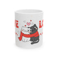 Cute Cat Couple Ceramic Mug – 'Love' Heart Cats 11oz & 15oz