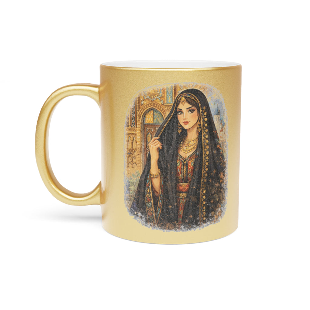 Gold Metallic Mug — Persian Princess Illustration Coffee Cup baghdad