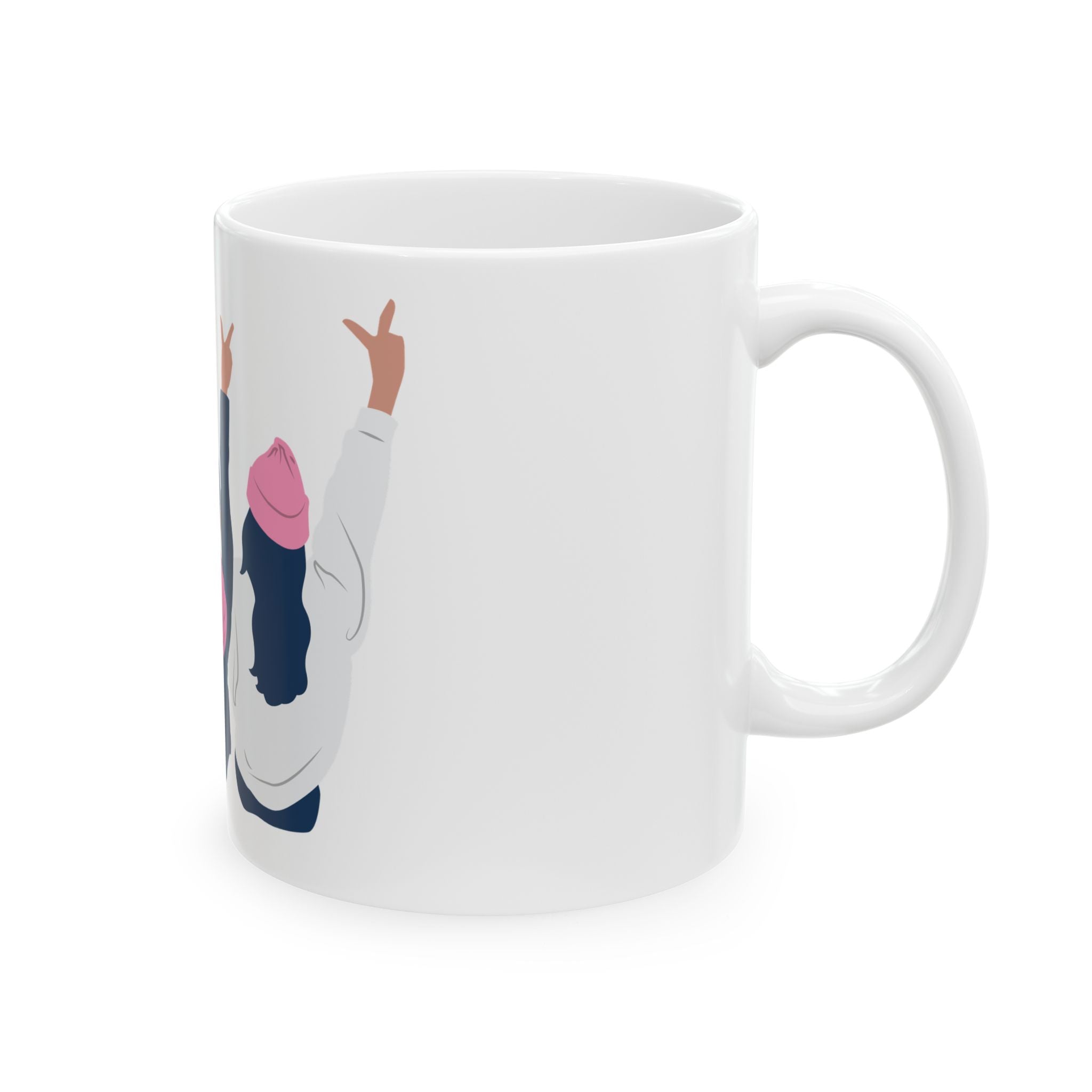 Friendship Coffee Mug — Women Raising Hands Illustration (11oz, 15oz)