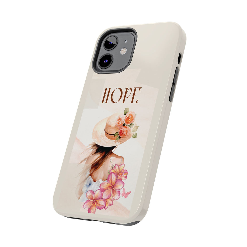 Hope Floral Tough Phone Case — Protective iPhone Case with Watercolor Girl & Flowers