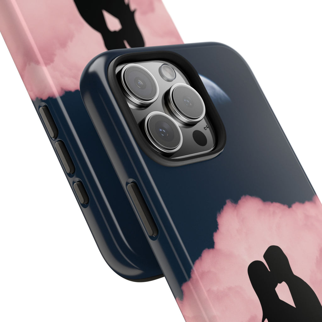 Tough Phone Case — Romantic Couple Silhouette with Moon & Pink Cloud