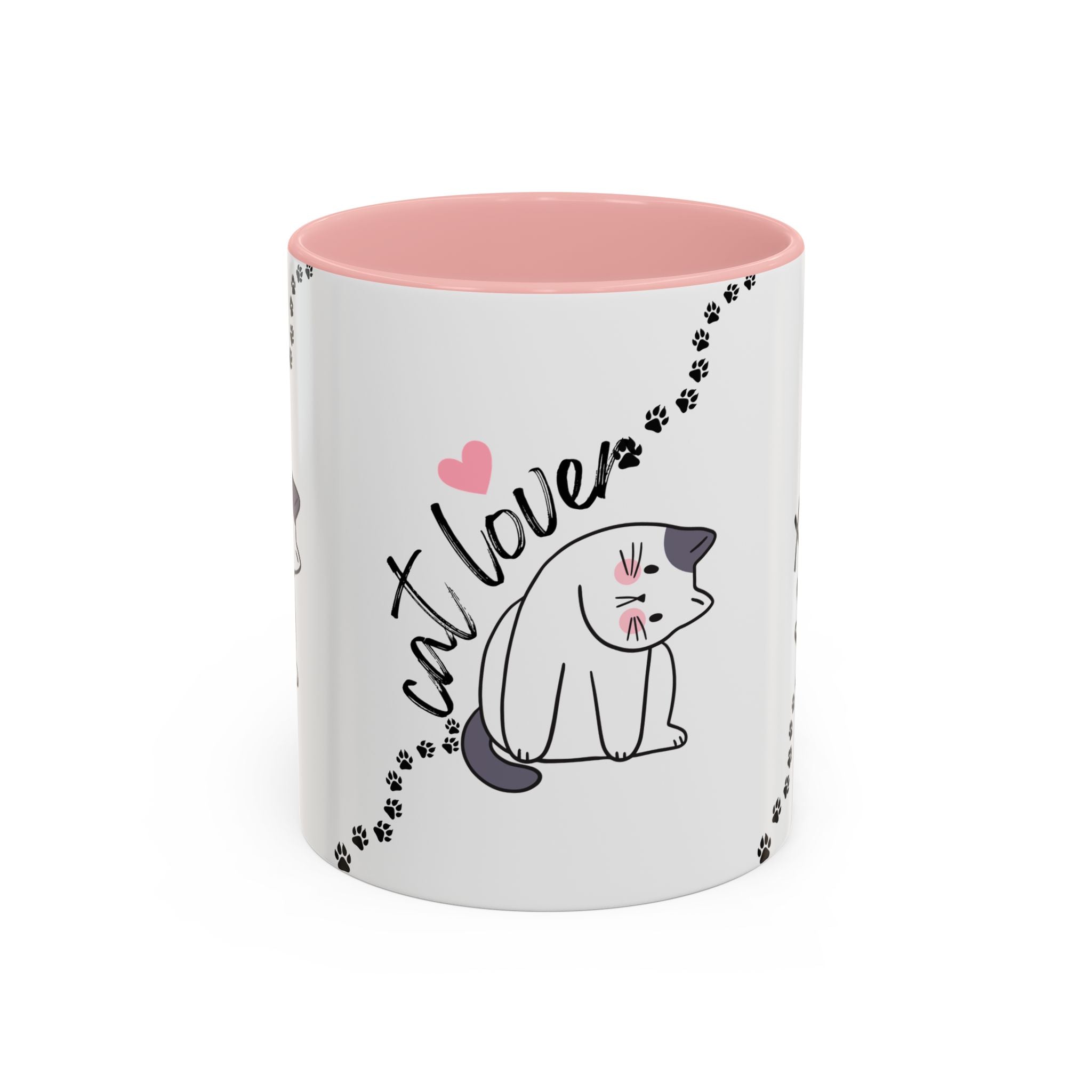 Cat Lover Coffee Mug — Cute Paw Print Accent Mug (11/15oz)